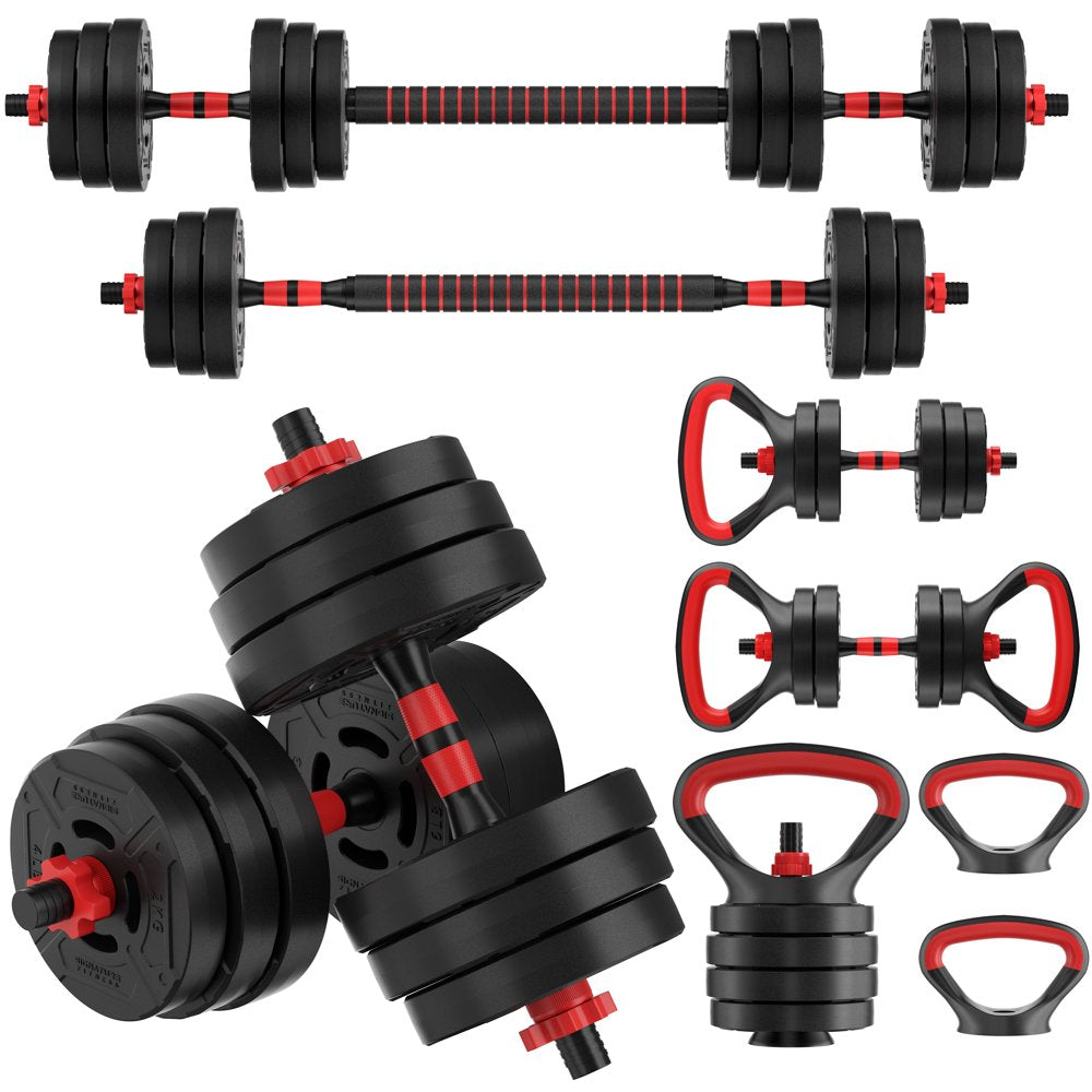 BalanceFrom 60LB 4 in 1 Adjustable Dumbbell, Barbell & Kettlebell Fitness Set