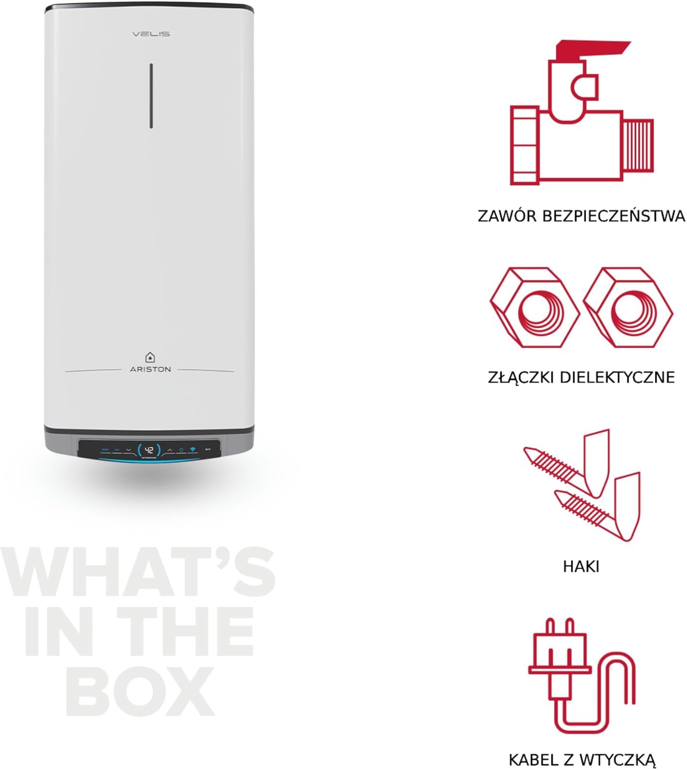 Ariston Velis Dune Wifi - Scaldabagno Elettrico 50 Litri Verticale e Orizzontale 275x506x776 - Boiler Elettrico 2 Serbatoi, Funzione ECO-EVO e Check Temperatura Remoto, Classe B, Compatibile con Alexa