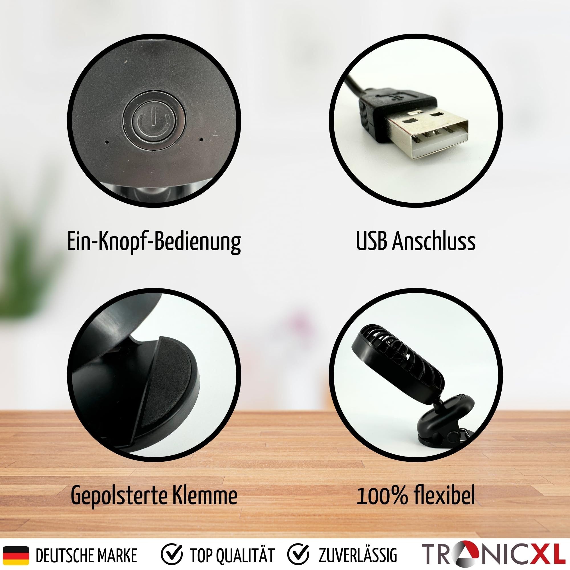 Mini USB-Ventilator USB Ventilator mit Clip Klemme Klemmventilator Clipventilator Lüfter