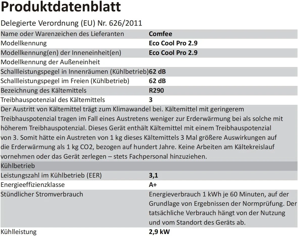 Comfee Mobiles Klimagert Easy Cool 2.0, 7000 BTU 2,0kW, Kühlen&Ventilieren&Entfeuchten, Raumgre bis 68m(25㎡), APP-Steuerung/Alexa/Google Home/IFTTT, Mobile Klimaanlage mit Abluftschlauch