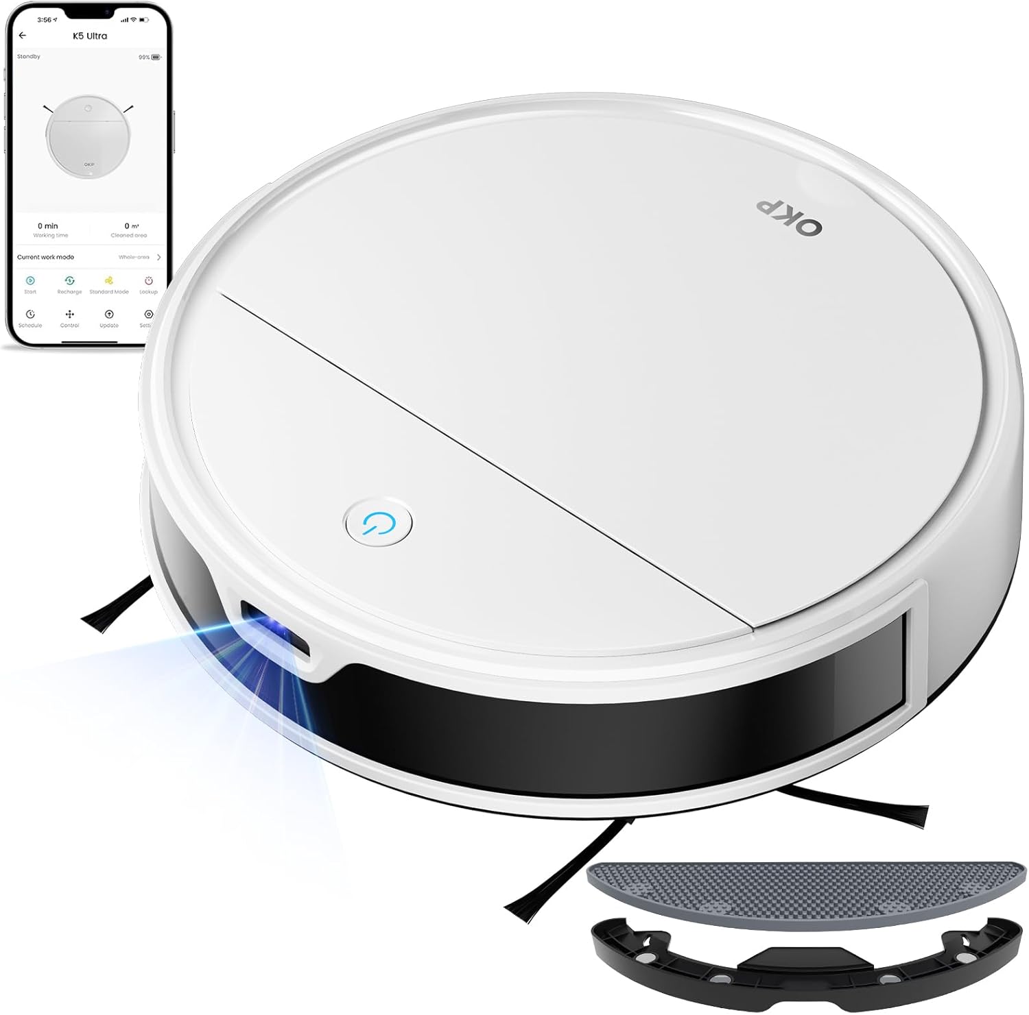 OKP L6 Aqua Robot Vacuum Cleaner with Mapping, LiDAR DToF, 6000Pa, 150 Min, WiFi/APP/Alexa, Zone No-Go, 3 in 1 Robot Mop and Vacuum Cleaner Ideal for Animal Hair Carpets