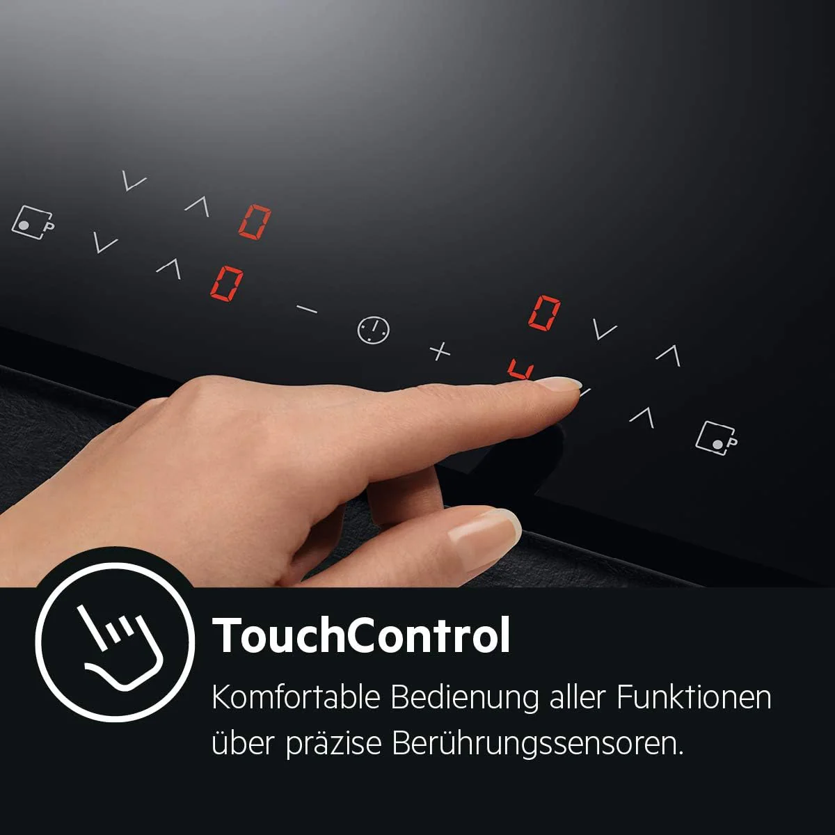 AEG Induktionskochfeld autark 60cm / 4 Zonen mit 2x Power-Funktion f��r schnelles Kochen / 9 Stufen / Edelstahlrahmen / Timer / Touch-Bedienung / Kindersicherung / Restw?rmeanzeige / IKB6430AMB