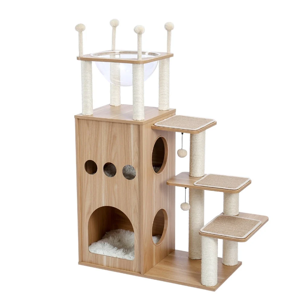 Luxury Wooden Cat Tree House Tower Condo with Scratching Post