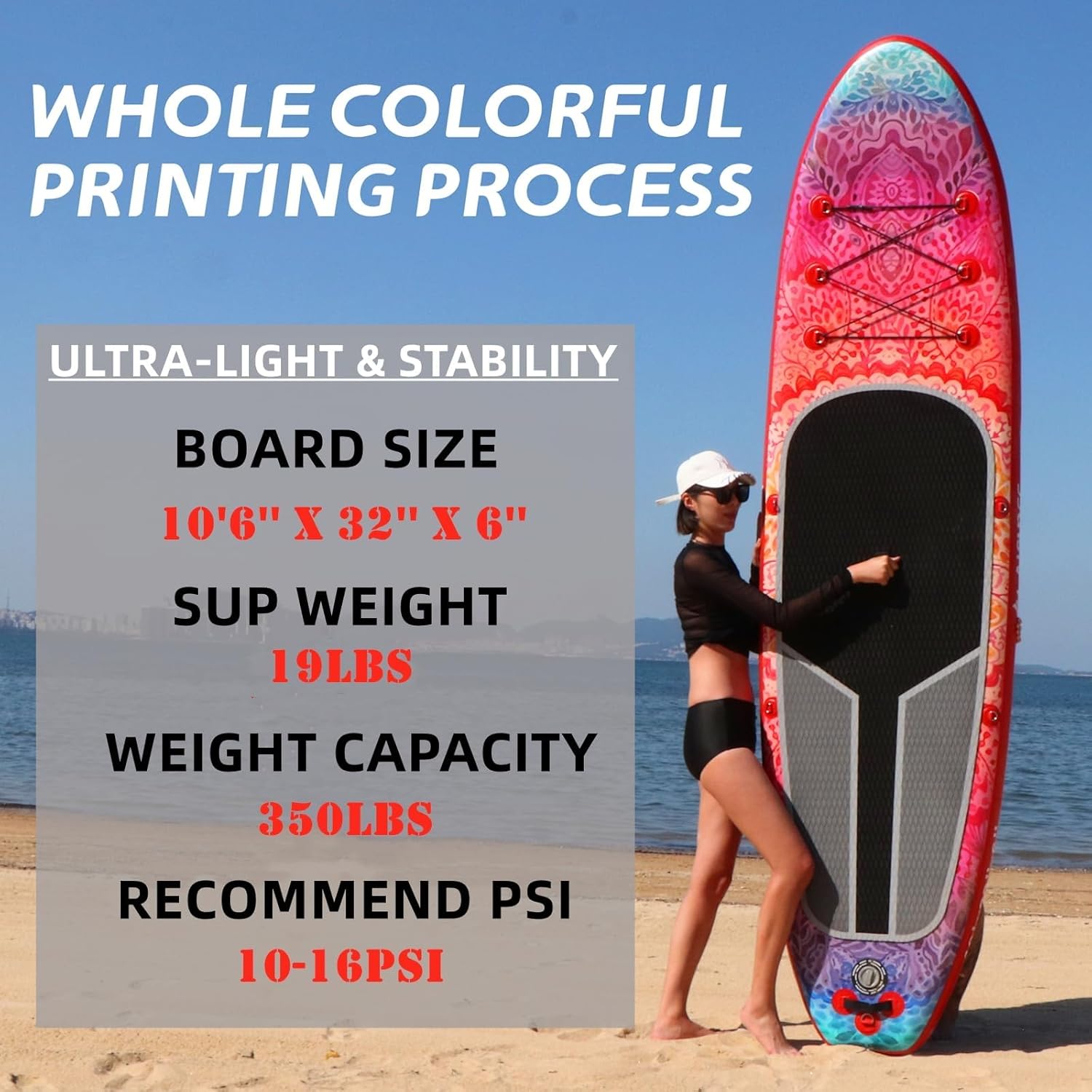 Tavola gonfiabile per stand up paddle con accessori per SUP Paddle Board di alta qualità, borsa impermeabile da 10 l, design ampio e stabile, tavola antiscivolo confortevole per giovani e