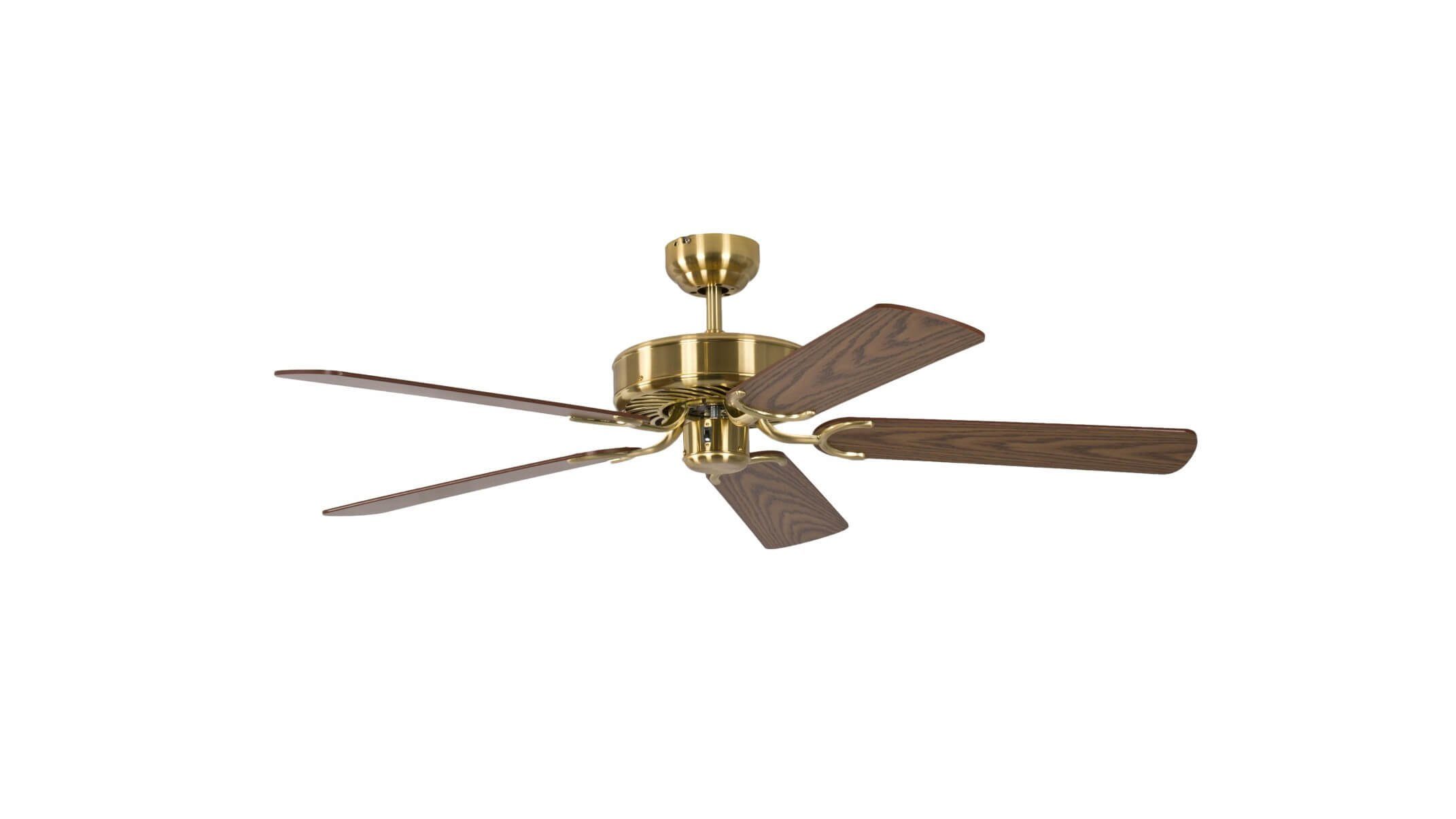 Deckenventilator Deckenventilator Potkuri Messing seidenmatt / Eiche