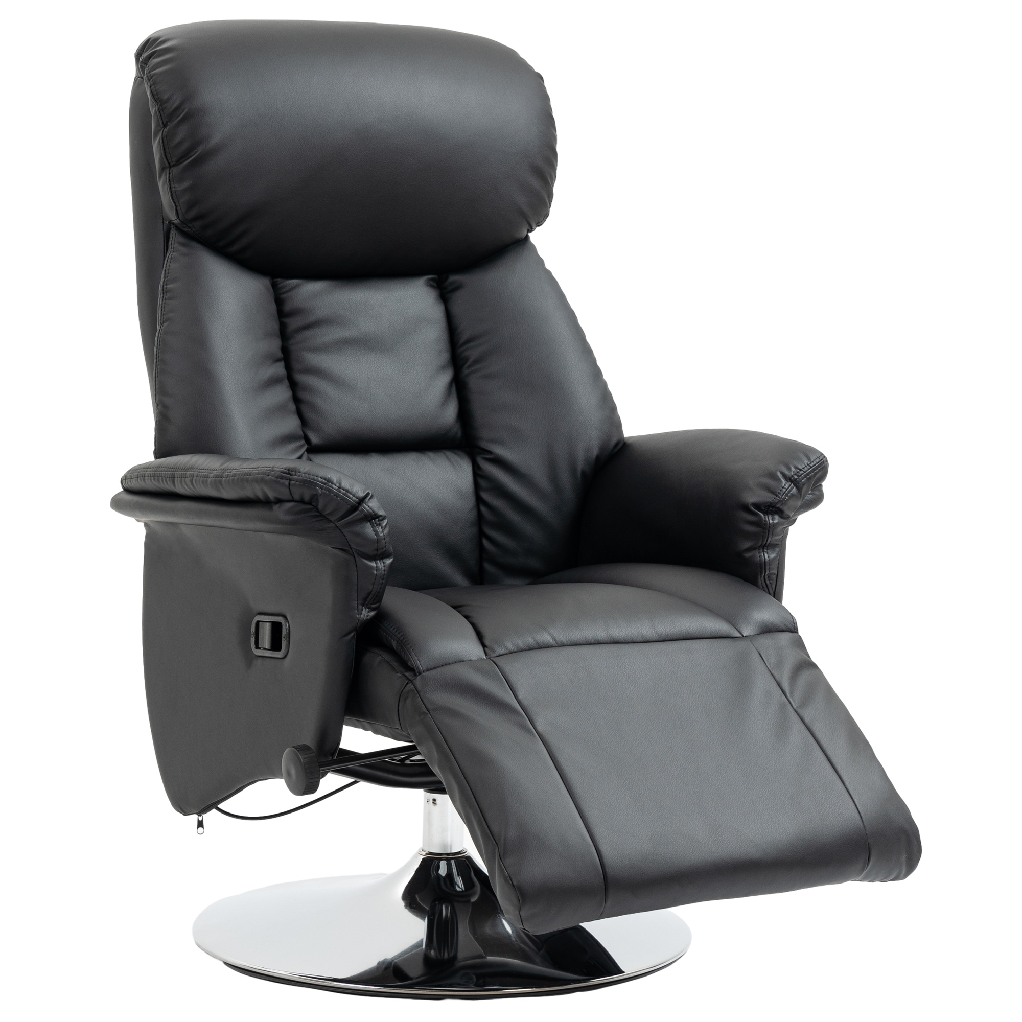 HOMCOM Relaxsessel, Liegefunktion, Lederoptik, Fußstütze, bis 150 kg, 78 x 80 x 109 cm, Schwarz