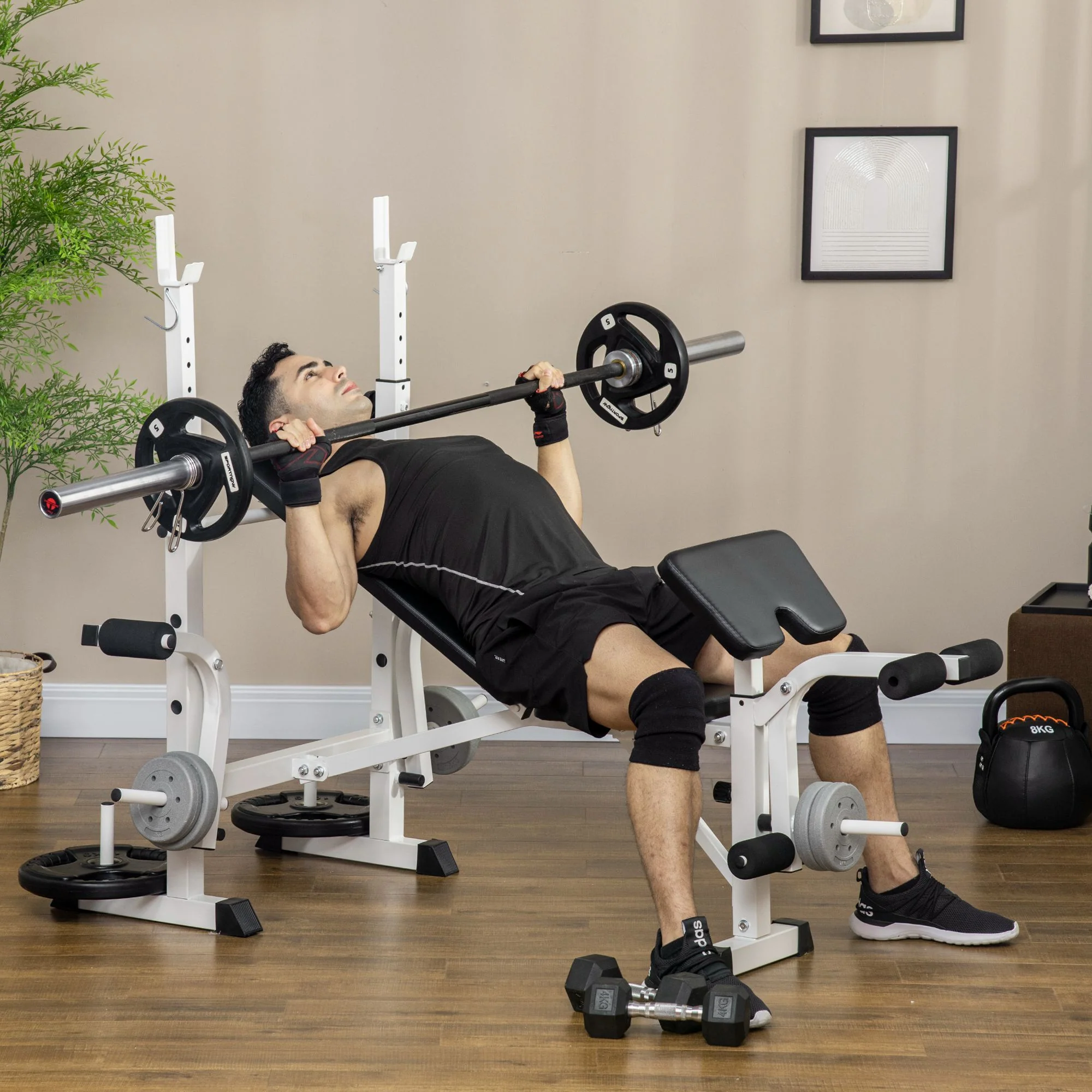HOMCOM multifunctionele trainingsbank, verstelbare halterbank voor krachttraining