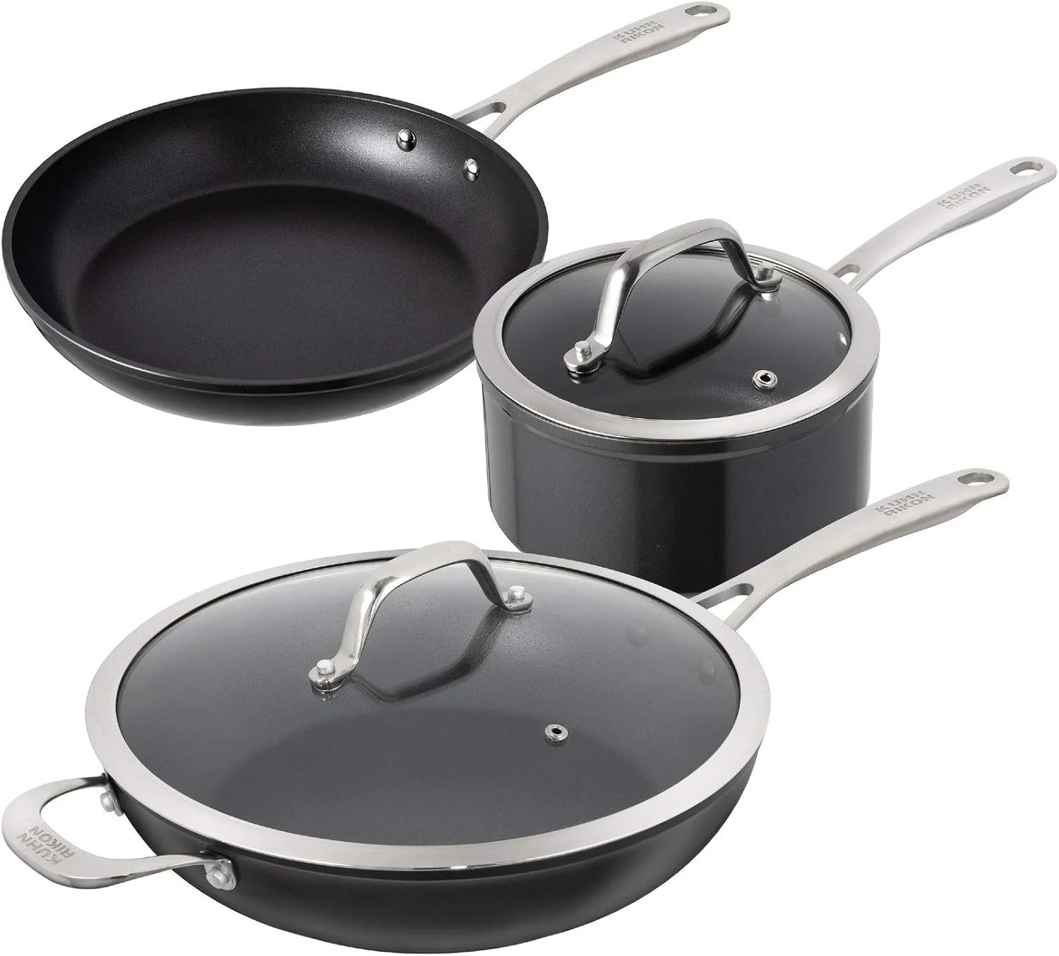 KUHN RIKON Backofen, Schwarz, Easy Pro Kochgeschirr-Set, Aluminium, Antihaft, 3-teilig