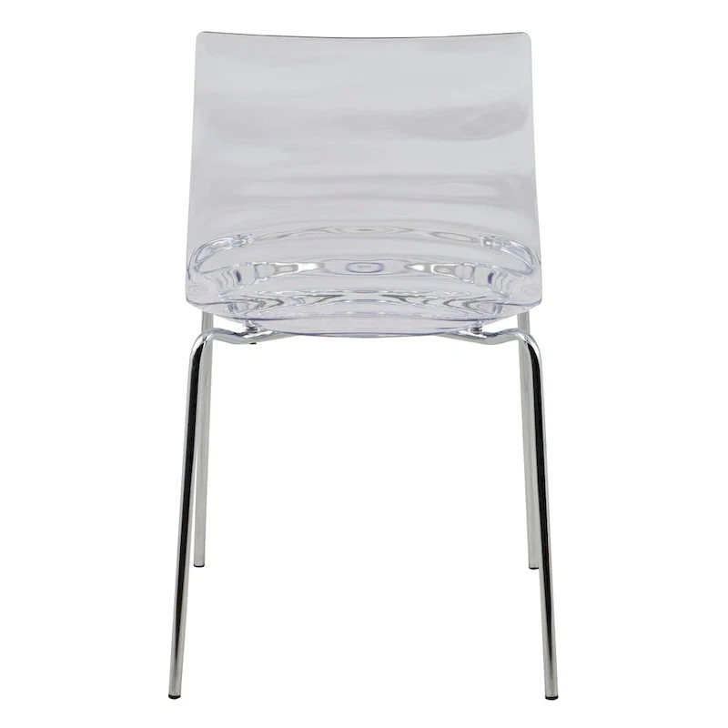Acrylic Dining Chair with Chrome Legs Modern Accent Side Chair Water Ripple Design Seats