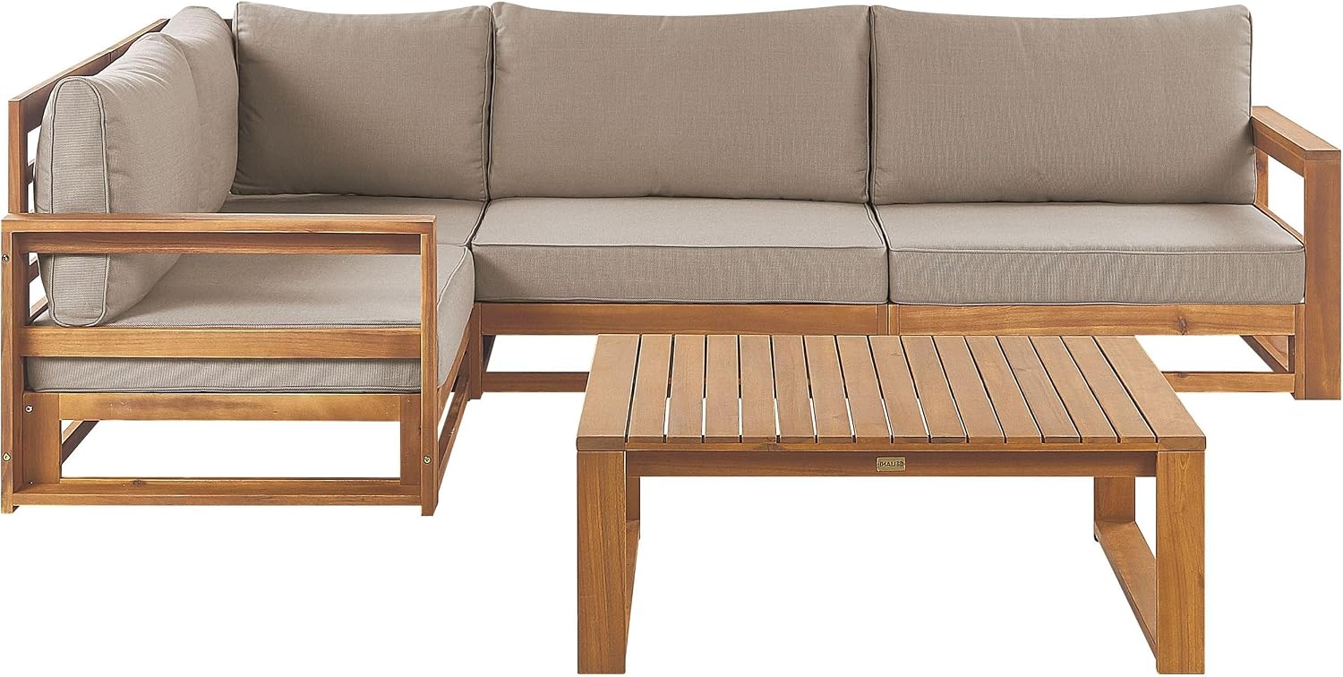 Beliani Sofa, zertifiziertes Akazienholz, Mehrfarbig, Lounge Set rechtsseitig zertifiziertes Akazienholz