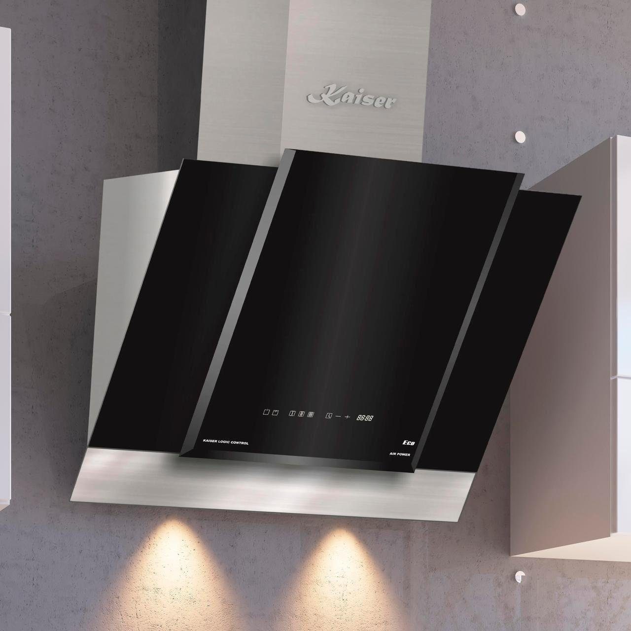 Kopffreihaube AT 6438 F Dunstabzugshaube 60cm,TouchControl, Schwarz Glas, 910m³/h