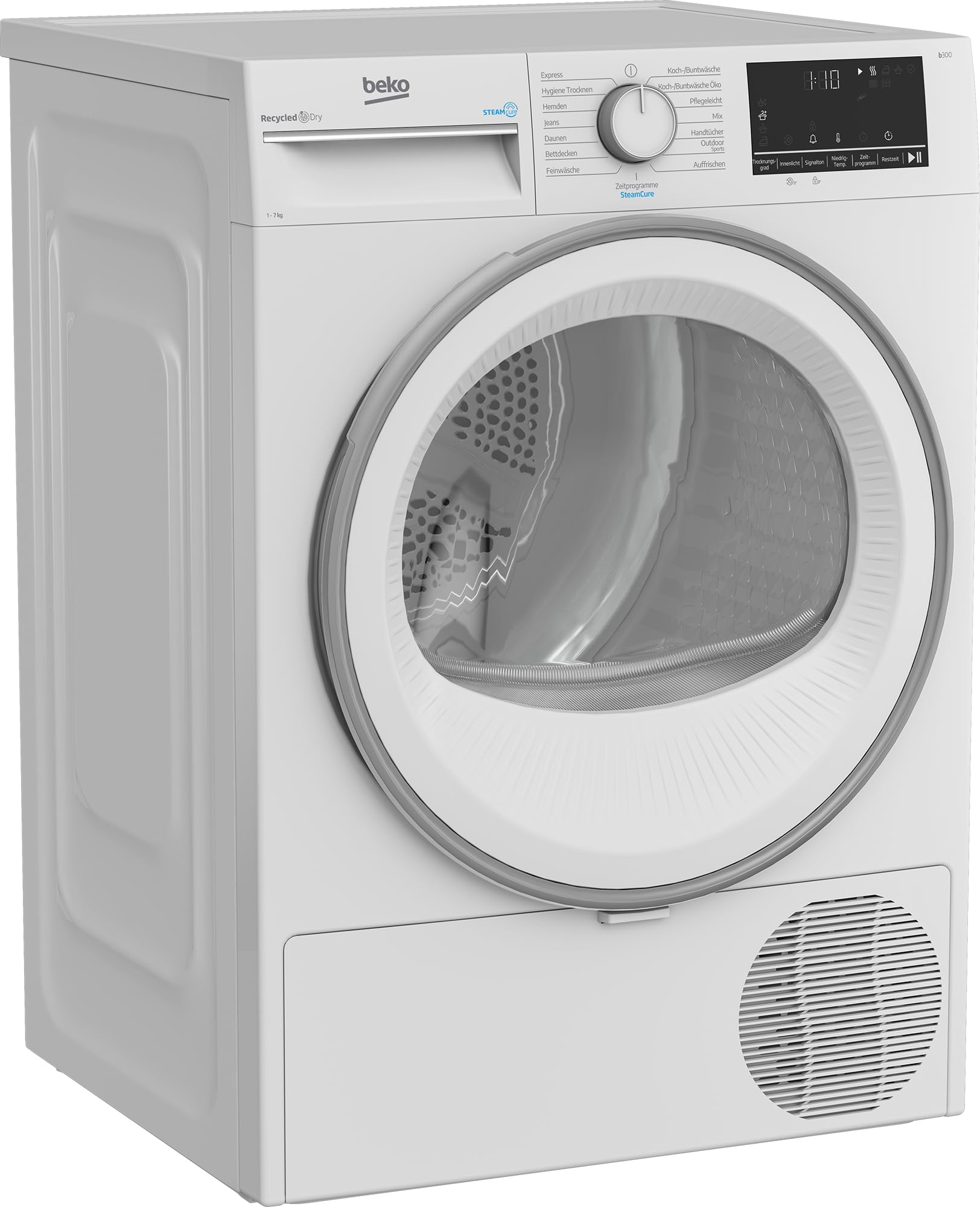 Wärmepumpentrockner B3T41239A 7 kg mit SteamCure Dampffunktion und AquaWave-Schontrommel, 15 Programme, 54,3 cm tief, Weiß
