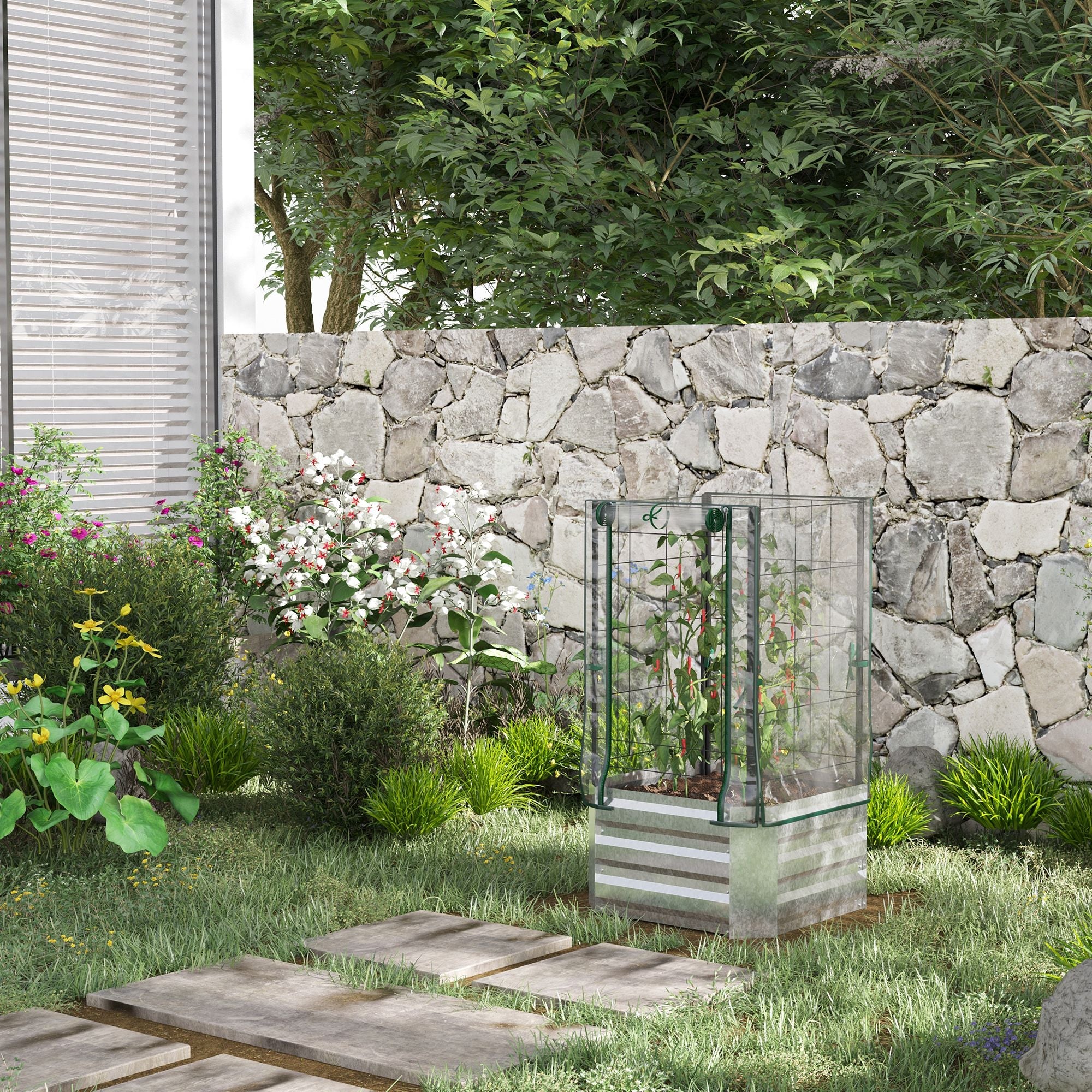 HOMCOM Verhoogde Tuinbak Set Plantenbak voor Tuin & Balkon