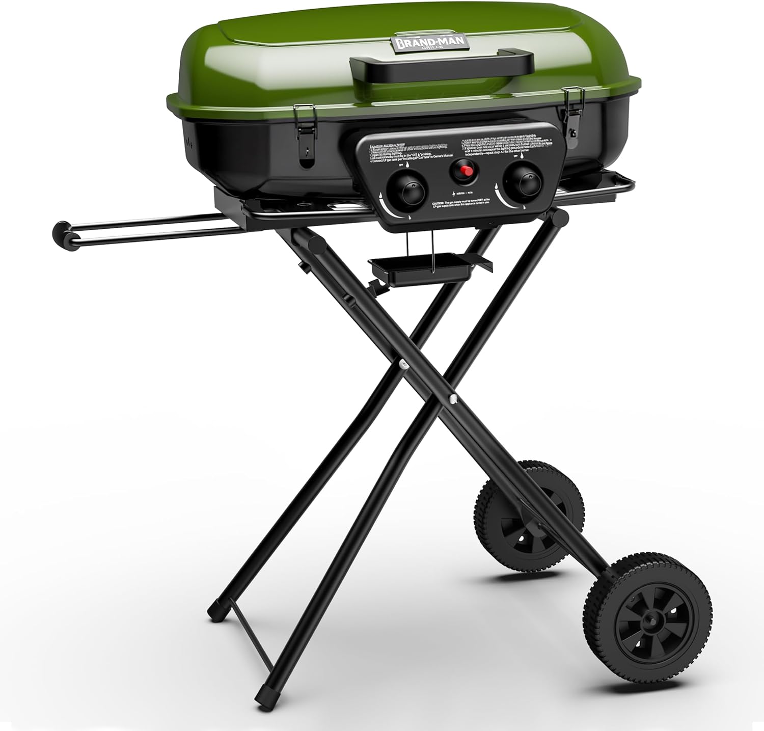 Brand-Man Propane Gas Grill  Portable Standup Grill with Folding Cart & Push-Button Ignition  Ideal for Camping  Tailgating  BBQ  Backyard  Patio & More