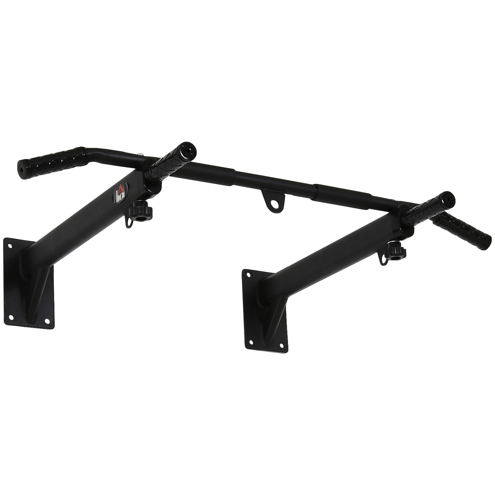 HOMCOM Klimmzugstange zur Wandmontage oder Deckenmontage bis 150 kg belastbar, Multifunktionale Pull Up Bar mit rutschfest Griffe, Ösen sicher stabil Klimmzug Stange für Fitness Zuhause, Stahl Schwarz