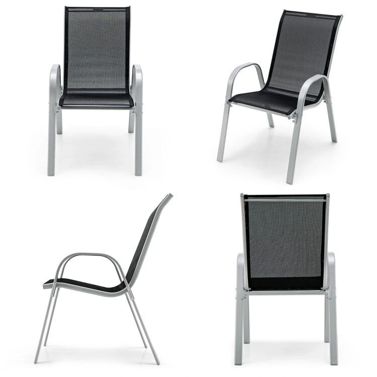4 Pieces Stackable Patio Dining Chairs Set with Armrest - 29 x 21.5 x 35.5 (L x W x H)
