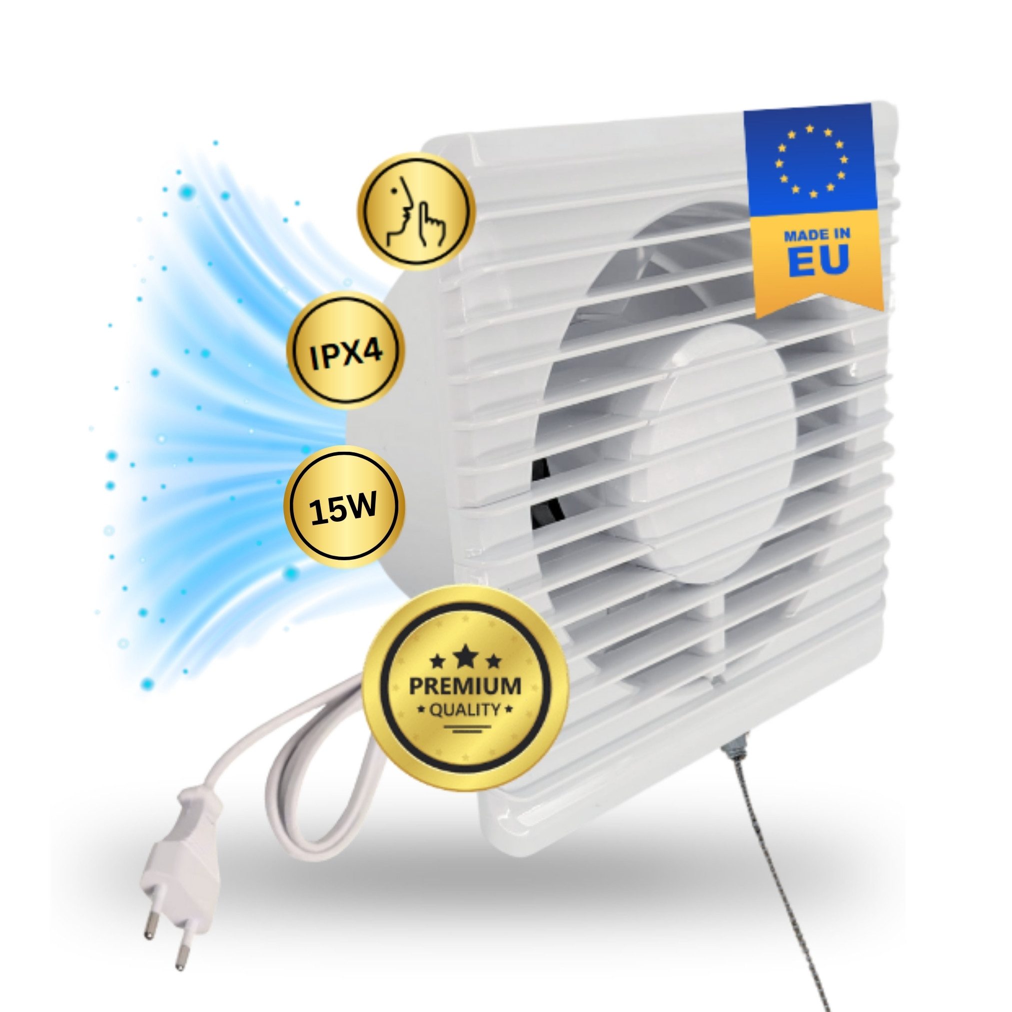 Turboventilator IPX4 125mm 150m³/h Abluft Zuluft Grow Lüfter Ventilator für Growbox