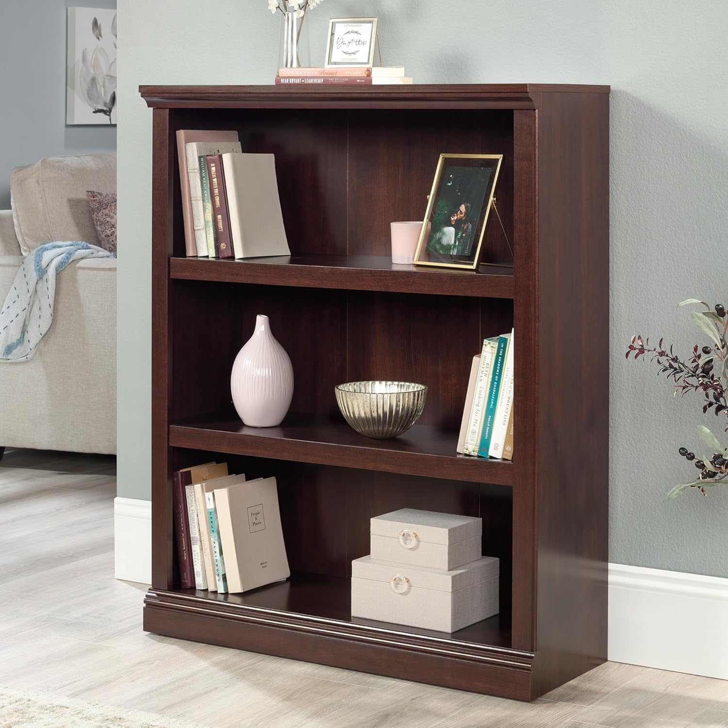 Sauder Miscellaneous Storage 3-Shelf Bookcase/ Book shelf, Select Cherry finish