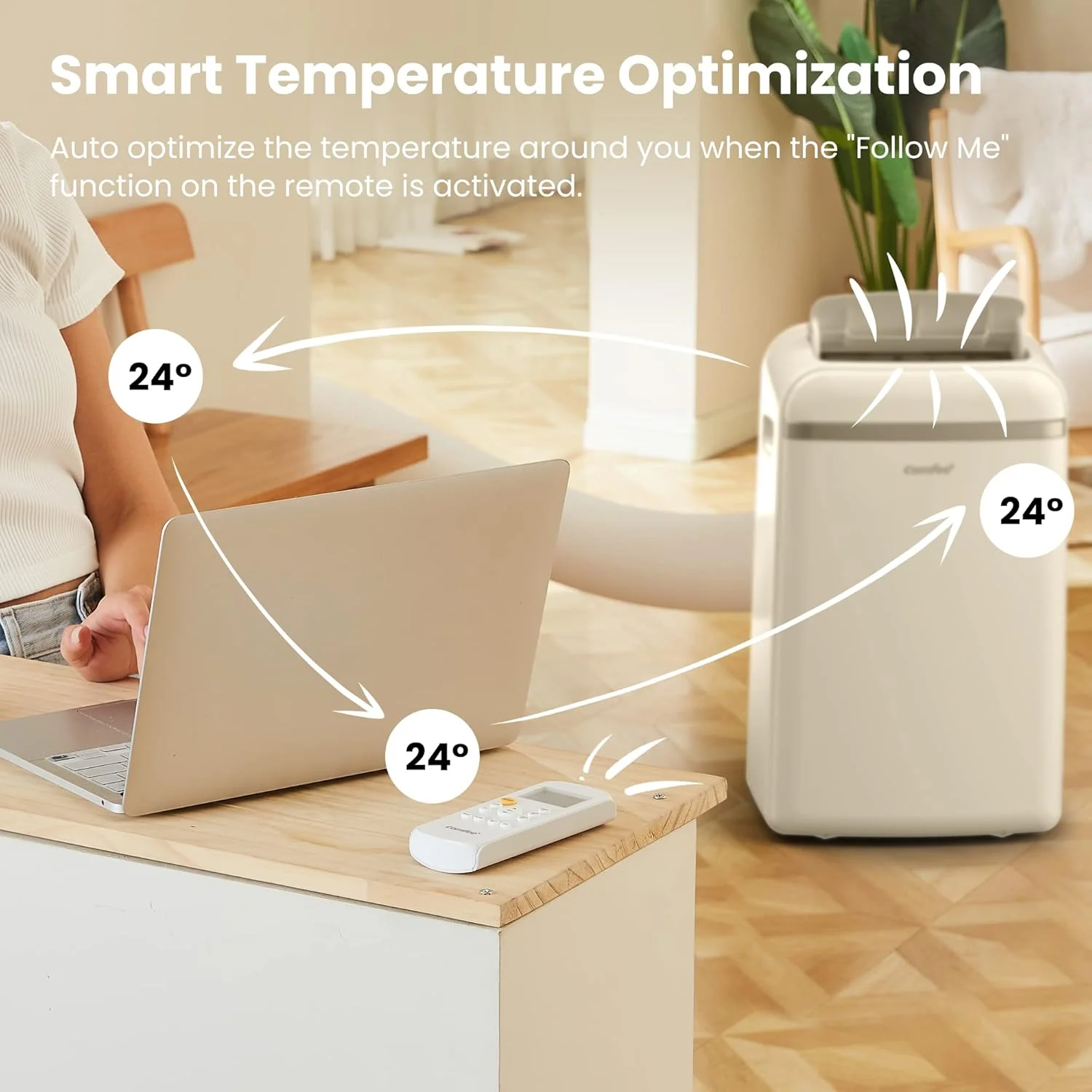 Comfee Mobiles Klimagert Easy Cool 2.0, 7000 BTU 2,0kW, Kühlen&Ventilieren&Entfeuchten, Raumgre bis 68m(25㎡), APP-Steuerung/Alexa/Google Home/IFTTT, Mobile Klimaanlage mit Abluftschlauch