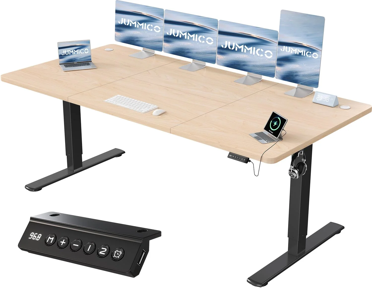 JUMMICO Elektrisch höhenverstellbarer Schreibtisch mit USB-Anschluss