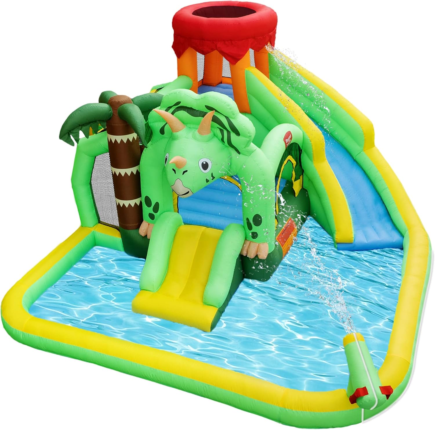 Beyond Your Thoughts Crocodile Inflatable Water Slide for Kids, Durable Bounce House with Pool & Climbing Wall, Includes Air Blower, Ages 3 10