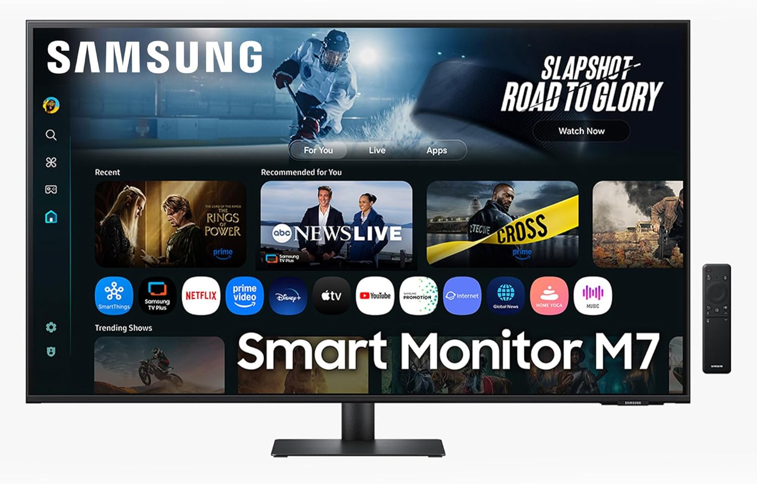 Smart Monitor M7 (S43FM702), Flat 43'', 3840x2160 (UHD 4K), Smart Hub con AI, Office 365, Gaming Hub, Speaker Integrati, Telecomando, WiFi, HDMI, USB-C
