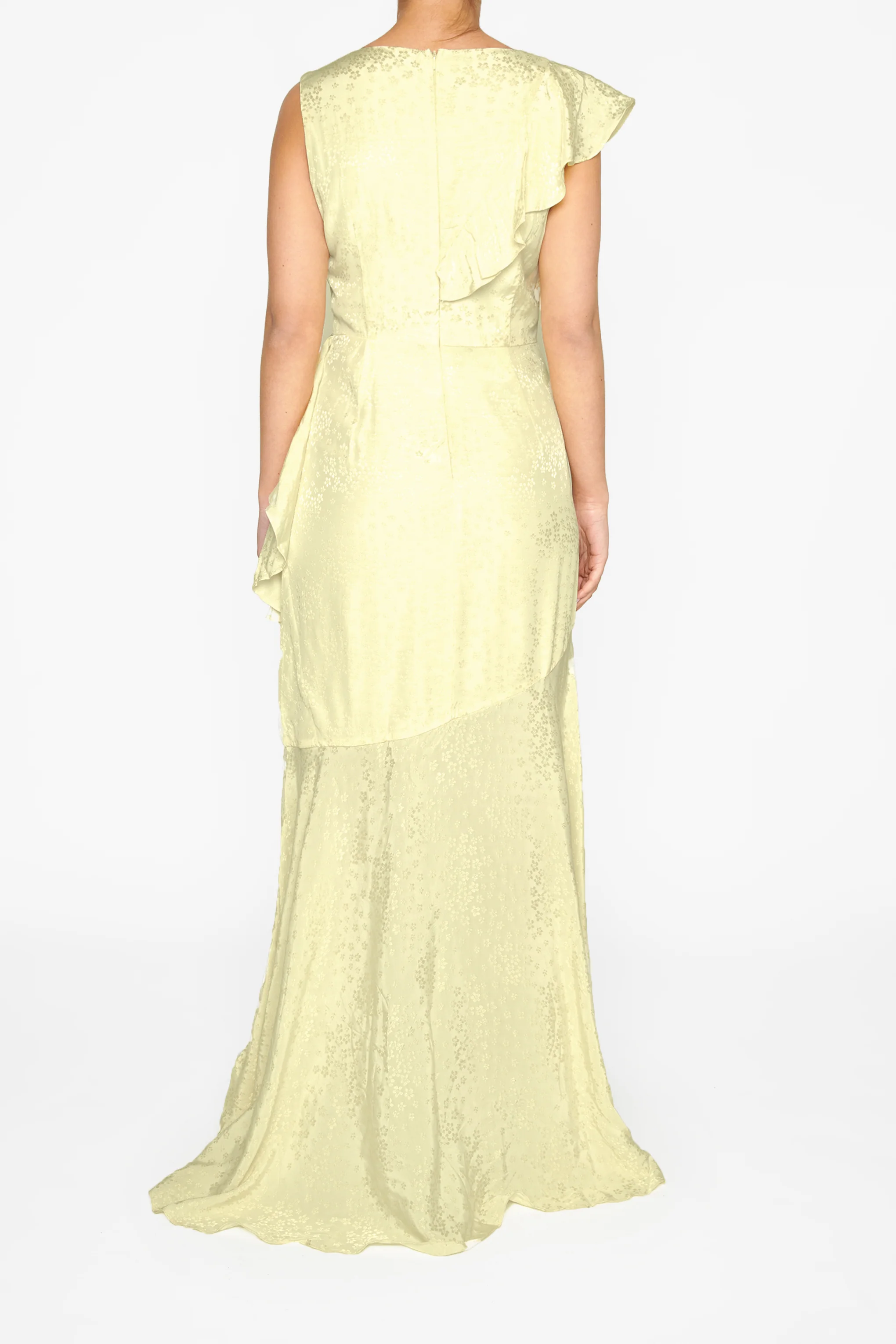 Abigail Pale-Yellow Ruffle Maxi-Dress