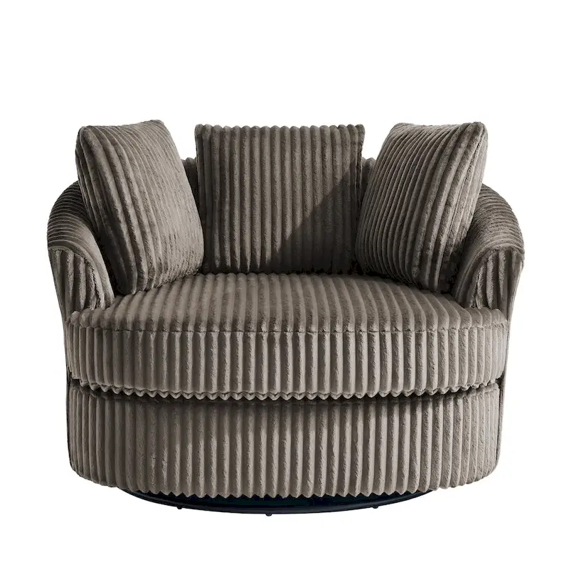 DREAMSIDEA 2 Set Recessed Arm Slipcovered Swivel Barrel Chair
