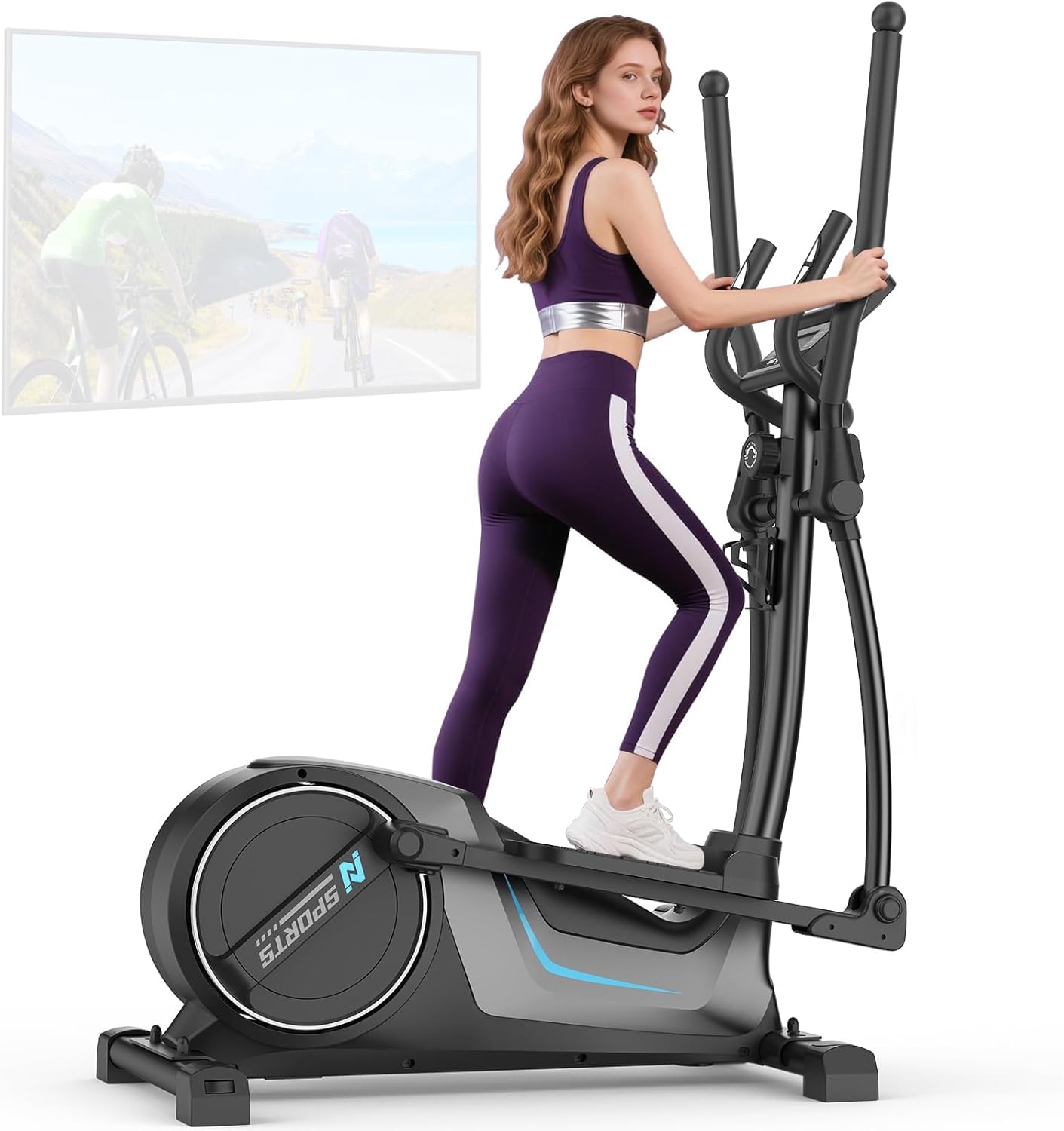 Neezee Ellittica Professionale per Casa, Ellittica Ultra Silenziosa con 16 Livelli di Magnetico Resistenza, Volano da 8 kg, Falcata da 42cm, Sensore Cardiaco e Schermo LCD