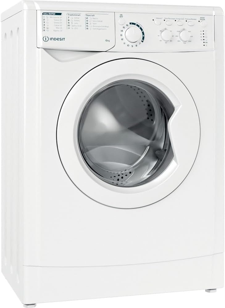 Indesit EWC 61051 W IT N - Lavatrice 6kg Libera Installazione, Carica Frontale. Centrifuga 1000 Giri Al Minuto - Larghezza 59,5cm, Profondità 51,7cm, Altezza 85,0cm, Classe Energetica F