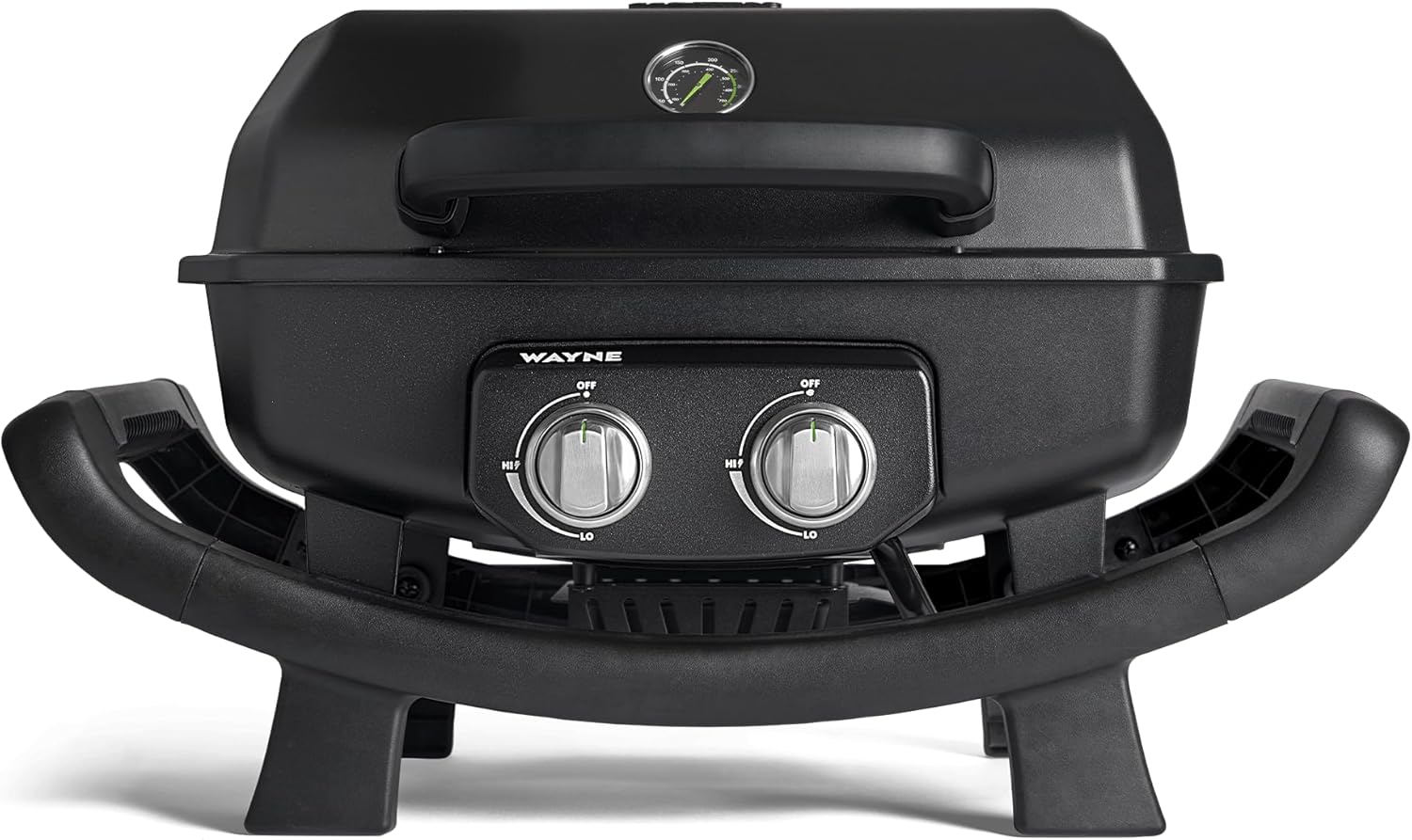 BURNHARD WAYNE 2-Brenner Balkongrill – Tragbarer Gasgrill mit 4,4 kW, 2 Grillzonen, bis 390 °C, Gusseisenroste & Abdeckhaube - Camper Edition