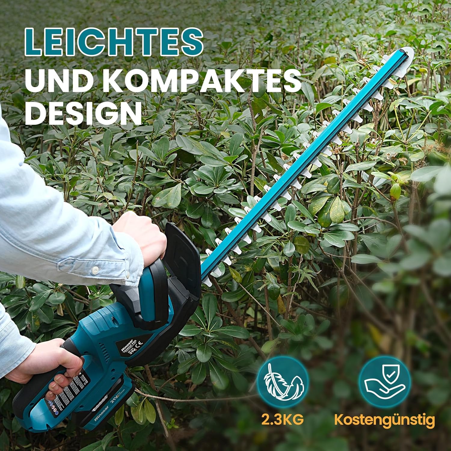 Akku Heckenschere 21V mit 8000mAh Akku, 600W Bürstenlosem Motor, Heckenschere Elektrisch mit 52 cm Schnittlänge, Schnittdurchmesser 15 mm – TrimCut PRO