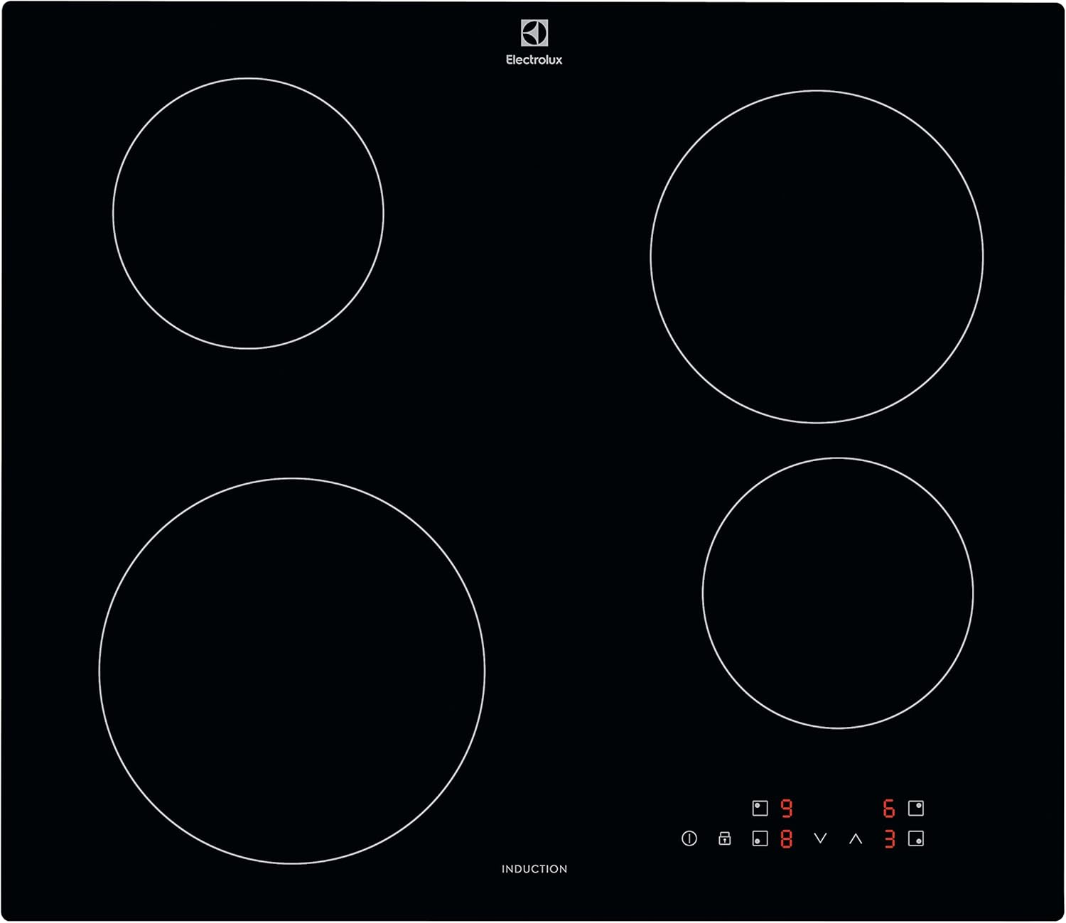 Electrolux Serie 300 Piano Cottura a Induzione 4 Fuochi da Incasso, EIB60424CK, Comandi SliderTouch, 60 cm, 590x520 mm, Nero