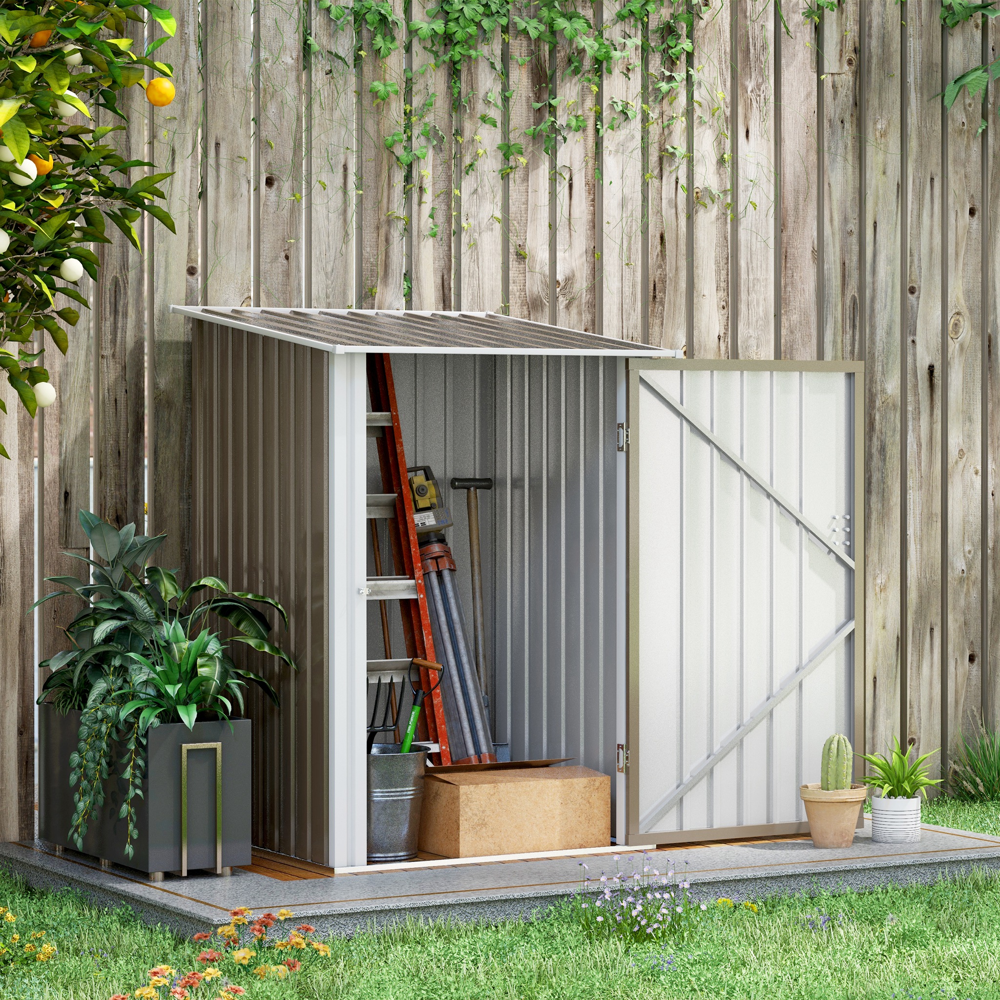 Outsunny Gartenhaus 1m² - Geräteschuppen - abschließbare Tür - Maße 1L x 1,03B x 1,6H m - Wellblech