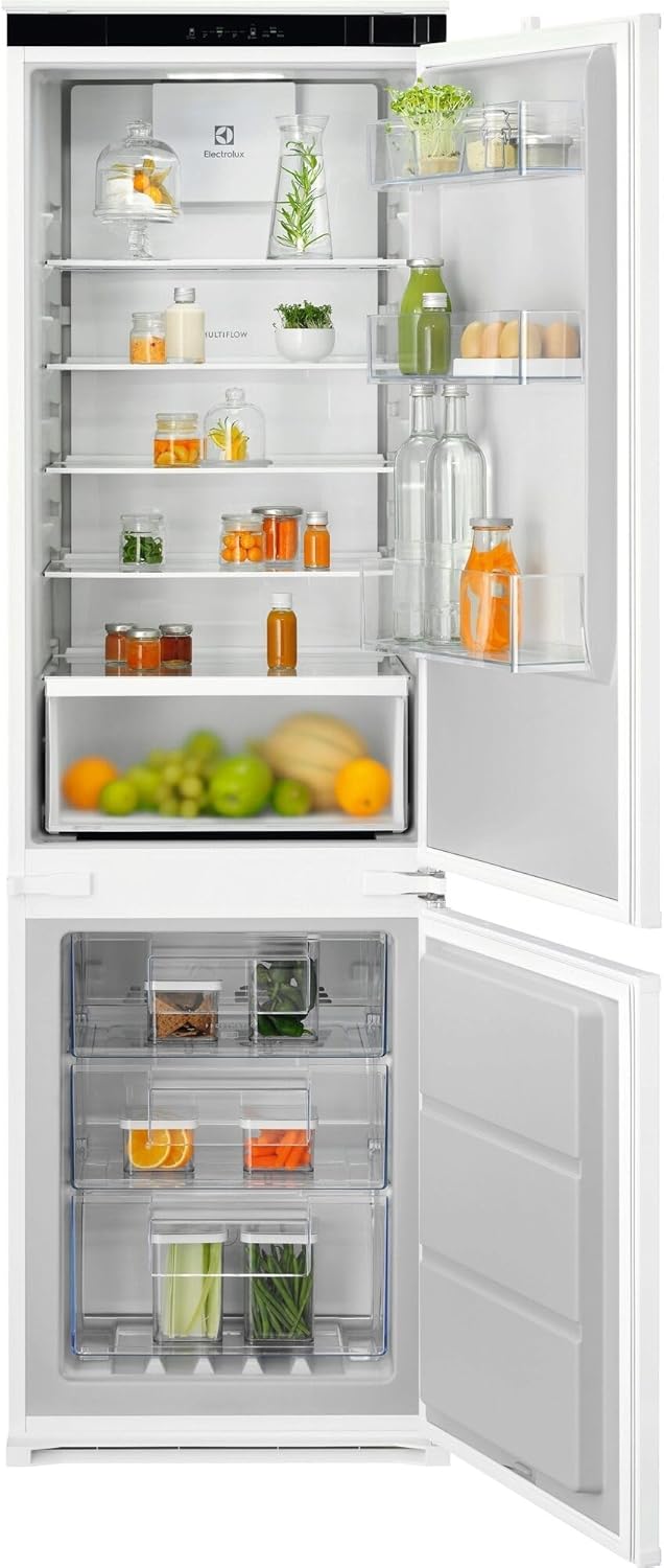 Electrolux Serie 600 Frigorifero Combinato da Incasso, LNT6ME18S0, 249 Litri, TwinTech Total No Frost, MultiFlow, Compressore Inverter Silenzioso, 1780x560x550, Class E, Allarme Porta Aperta, Bianco