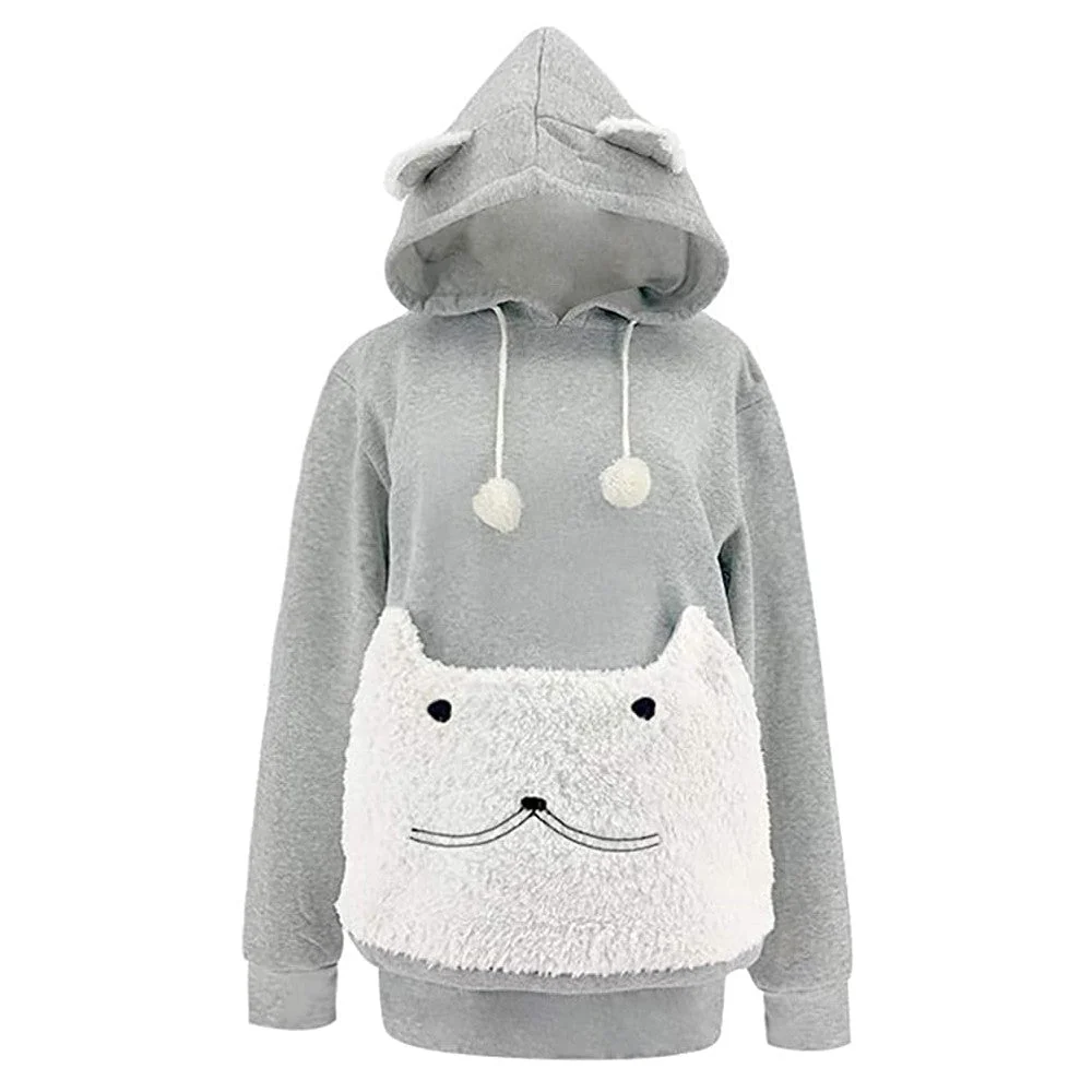Hooded Pet Carrier Hoodie Sweatshirt with Big Pocket for Cats & Small Dogs