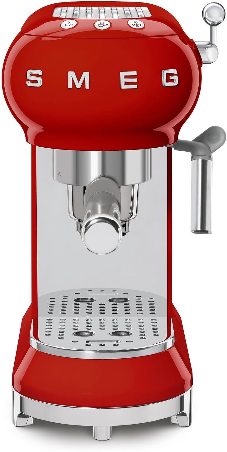 Smeg, ECF01PGEU Manual Espresso-Kaffeemaschine, Cappuccino -System, Thermoblock, groe Tassengehuse und Doppelkaffeefunktion, 1 l Wassertank, kompakte Abmessungen, 1350W, Pastellgrün