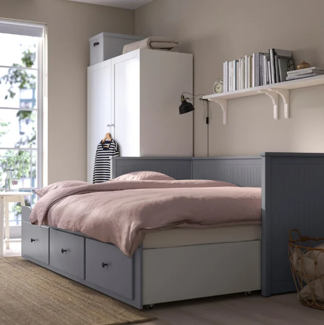 Letto divano IKEA HEMNES con 3 cassetti – Grigio, 80 x 200 cm, salvaspazio e versatile