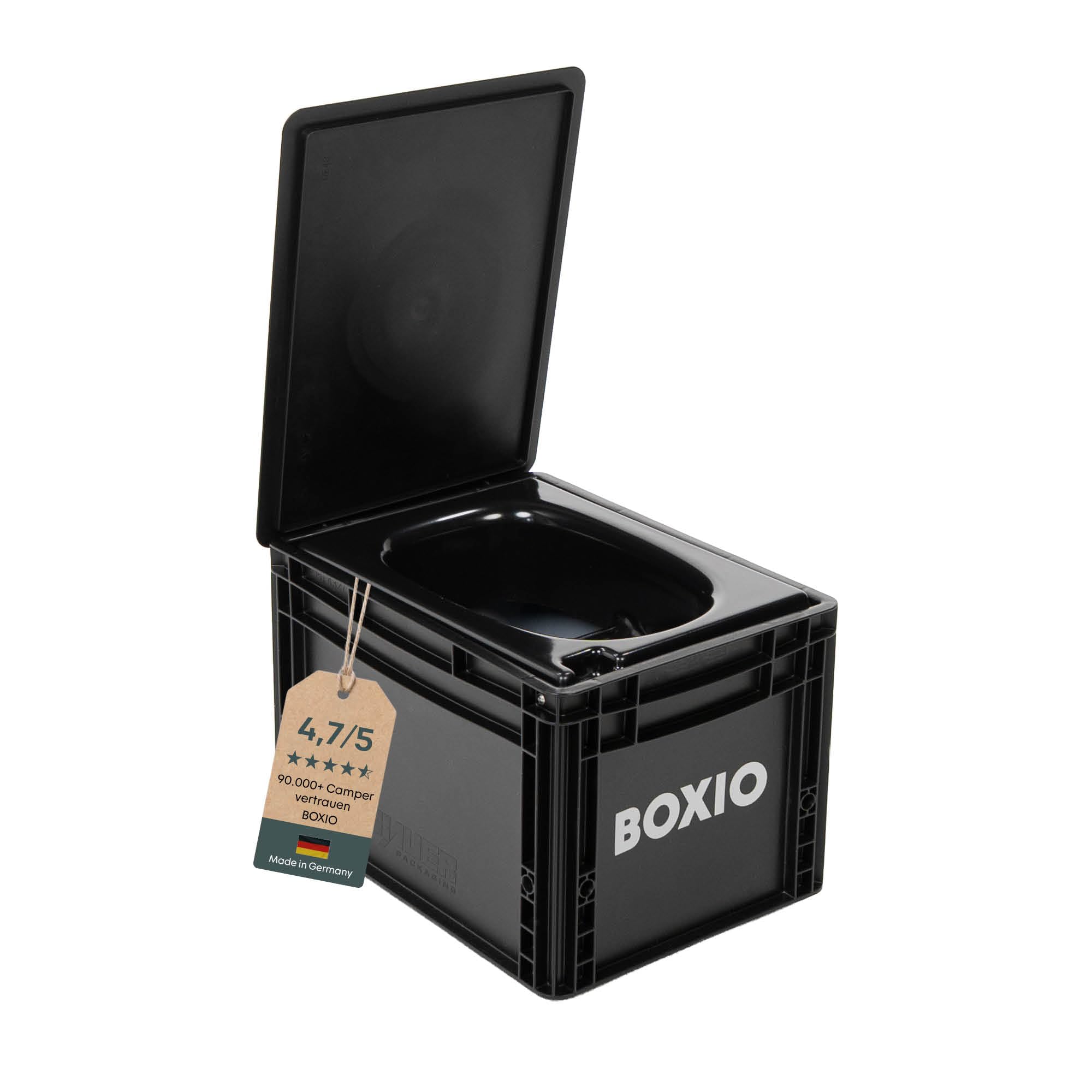 BOXIO Tragbare Campingtoilette 40x30 cm kompakt ohne Chemie für Camping Wohnmobil Van Outdoor Reisen