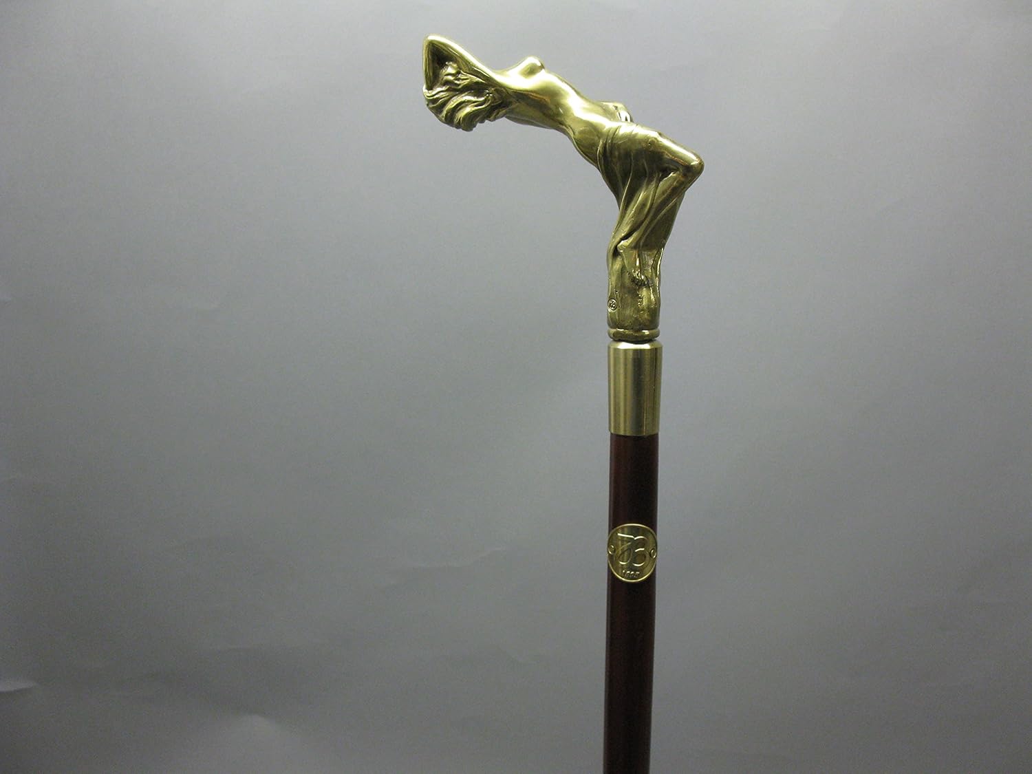 Holz Akt Gehstock mit Messinggriff Spazierstock 95cm Wanderstock M61 Walking Stick