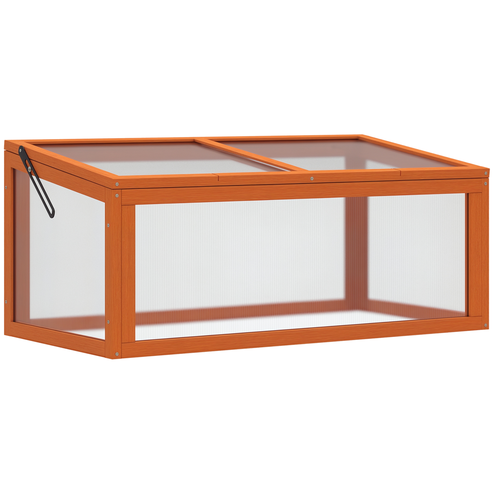 Outsunny Frühbeet Holz und Polycarbonat Treibhaus 90 x 46 x 40 cm Gewächshaus mit Abdeckung wetterfest Frühbeetkasten für Garten Pflanzenbeet Orange