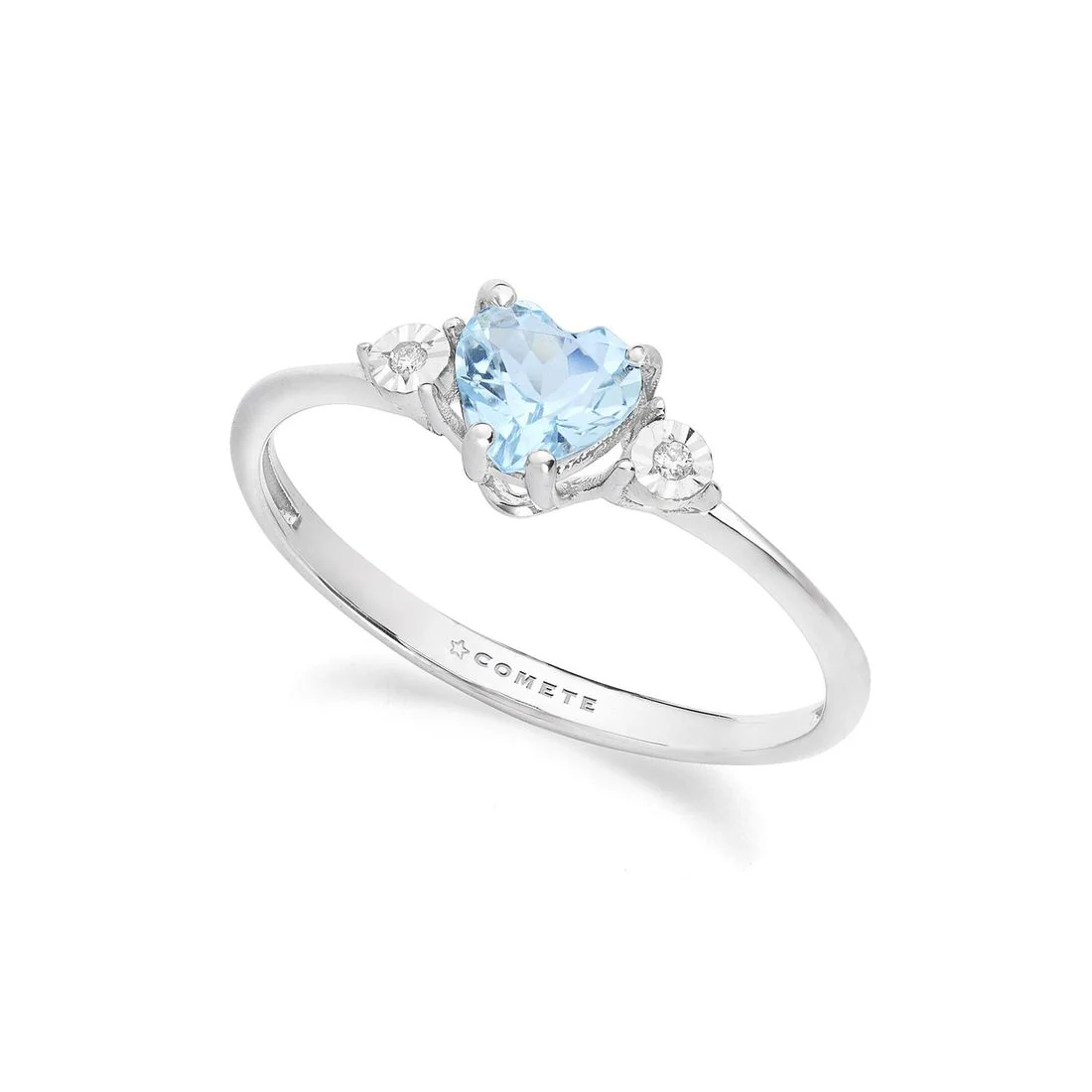 Anello Comete Gioielli con acquamarina taglio cuore e diamanti KANQ 003