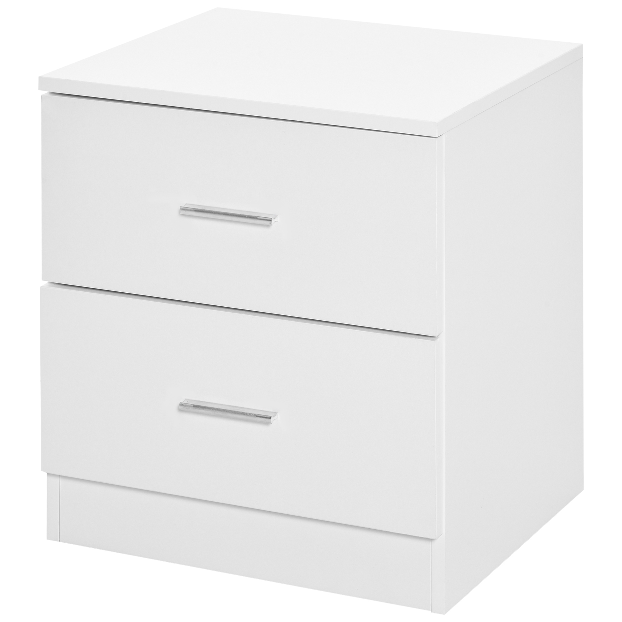 HOMCOM Nachttisch mit 2 Schubladen, Griff aus Aluminiumlegierung, zeitgenössischer Stil, 45 x 39,5 x 49 cm, Weiß