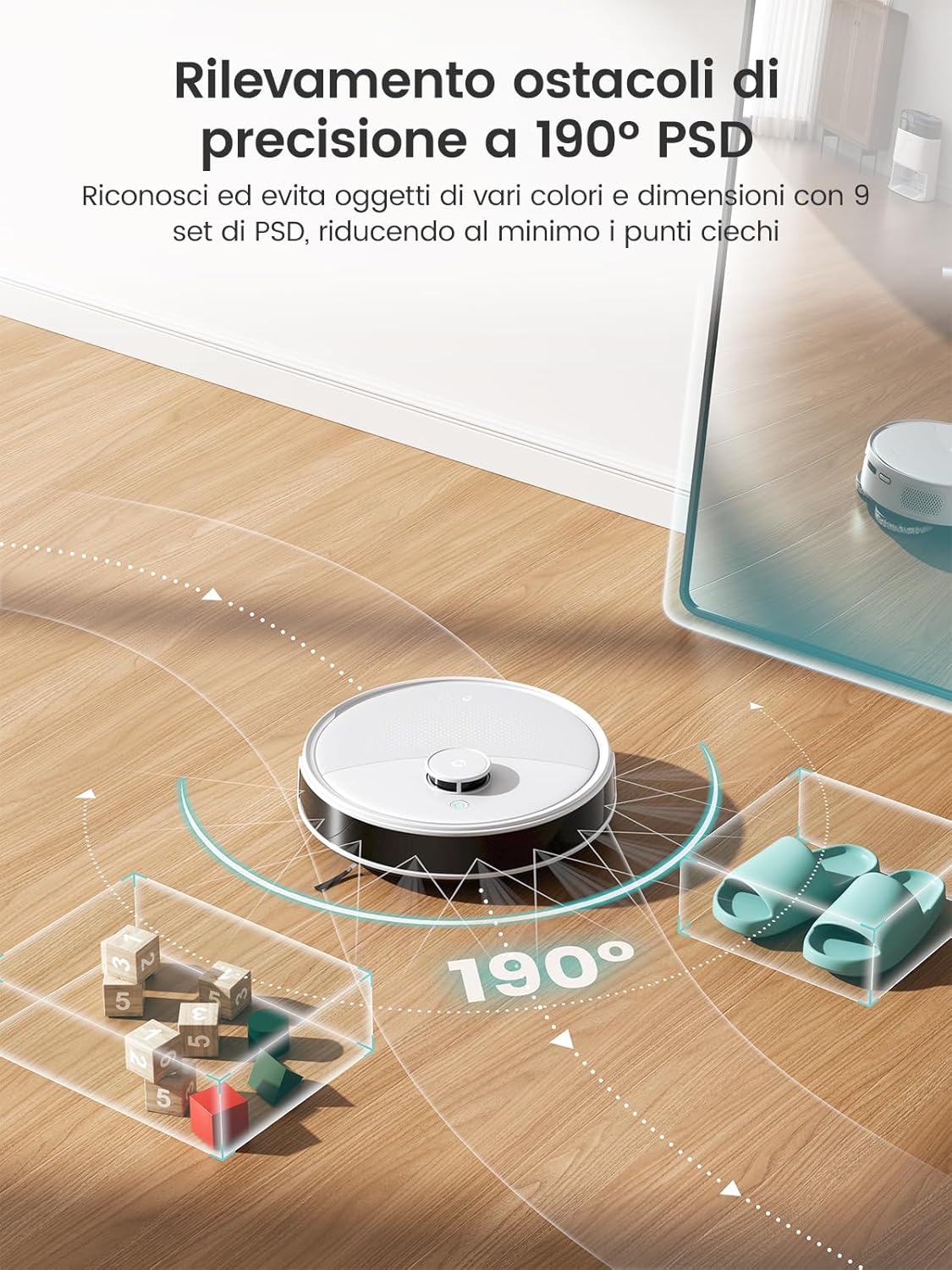 Lefant Robot Aspirapolvere con 2200Pa, Senza Grovigli,7,6cm Ultra Sottile,Autocaricante,Wi-Fi/App/Alexa,120 Minuti,6 Modalit脿 di Pulizia,Ideale per Peli di Animali Domestici,Pavimenti Duri M210-Pro