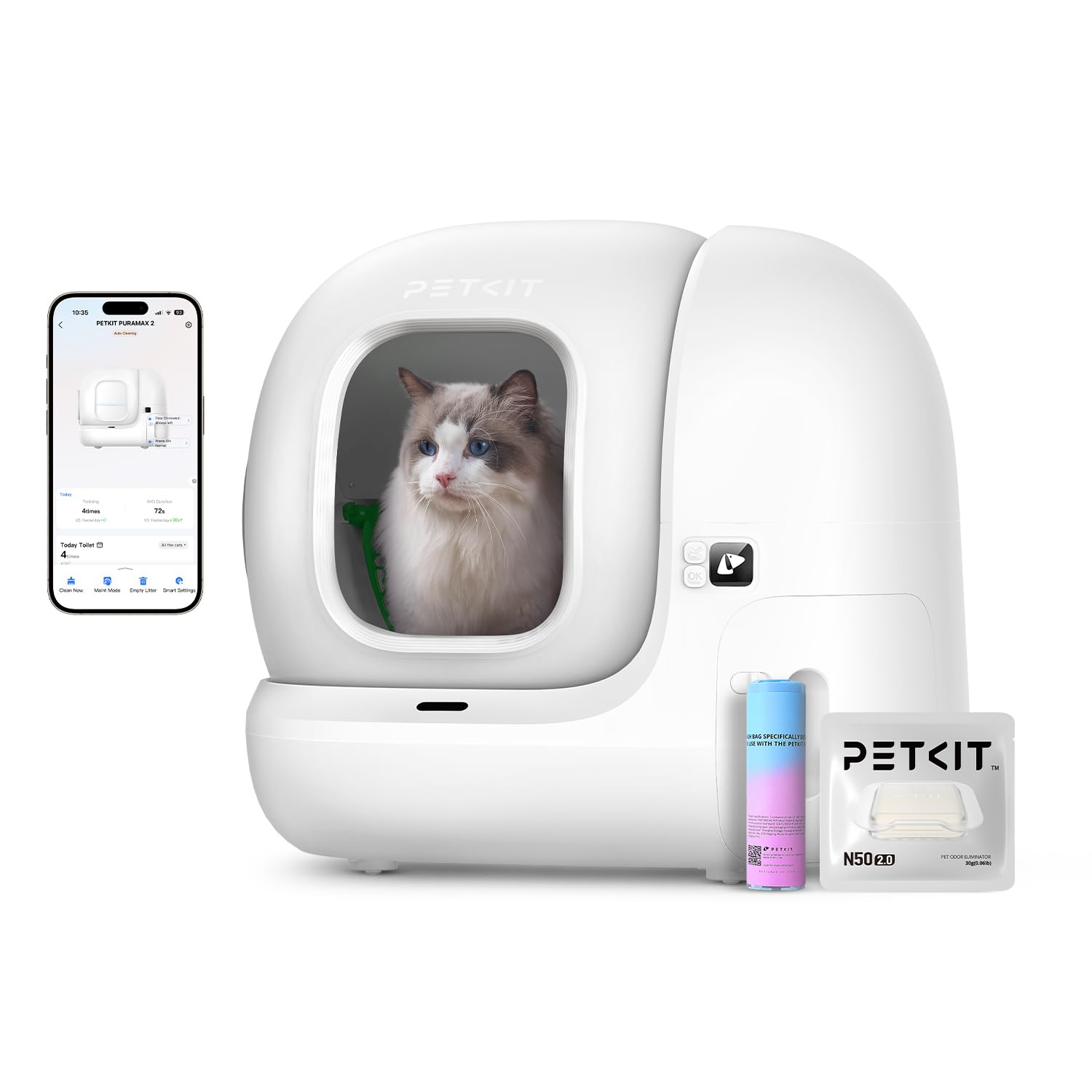 PETKIT Pura Max 2 selbstreinigendes Katzenklo 76L xSecure Geruchsbeseitigung App Steuerung für Mehrkatzen N50
