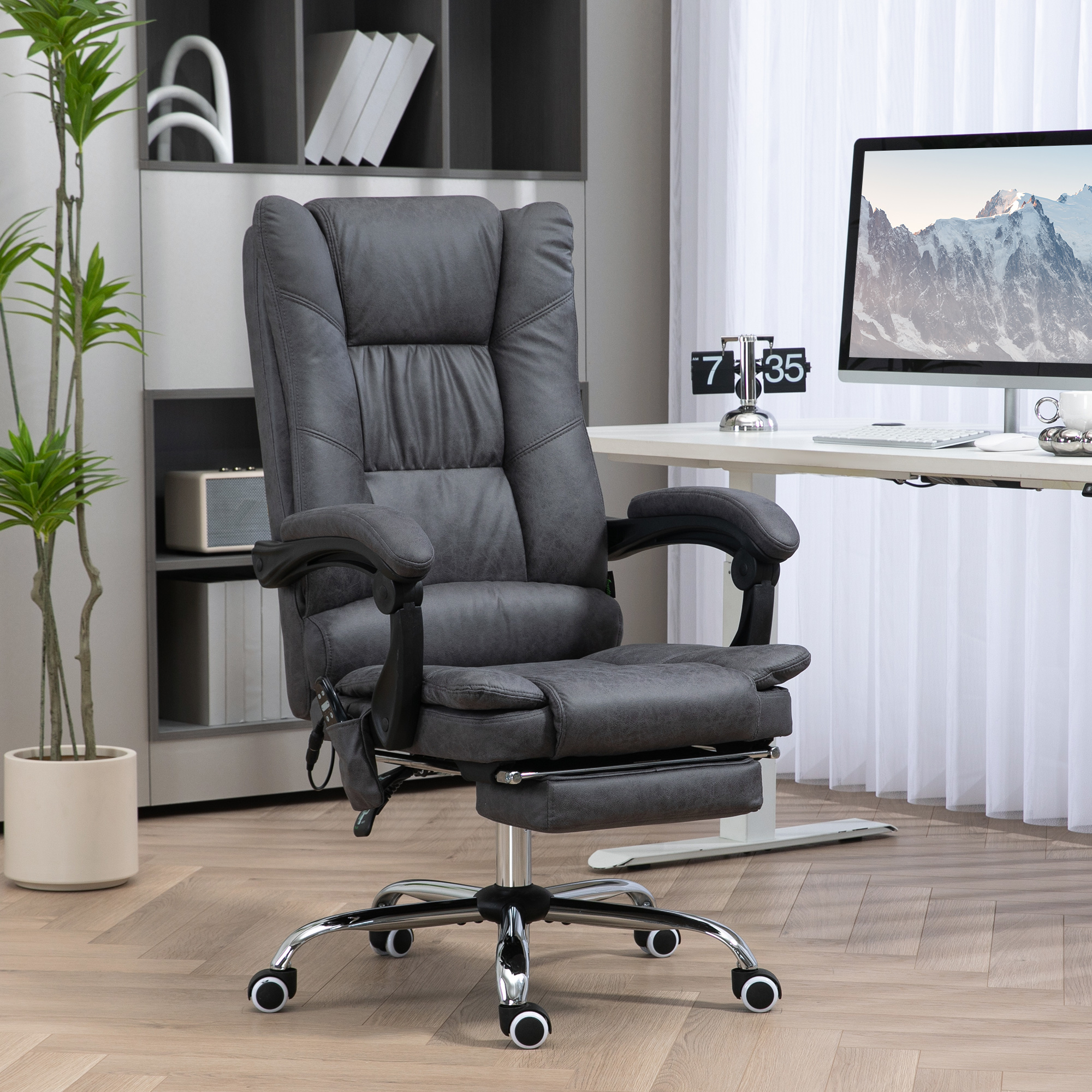 Vinsetto Massagstuhl Bürostuhl mit Massagefunktion, inkl. Fußstütze, höhenverstellbar, 64 cm x 70 cm x 118 cm, Schwarz