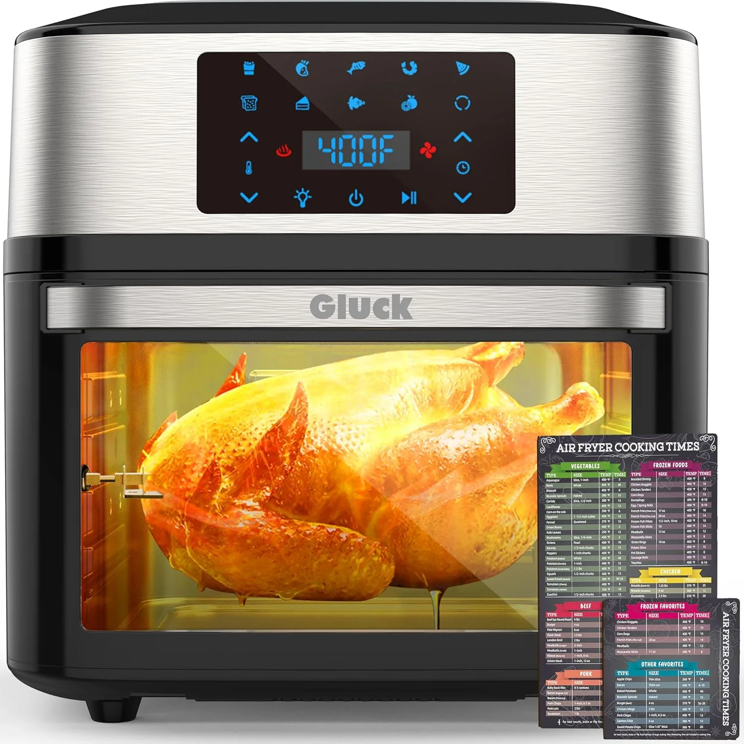 Large 20-quart air fryer, 10-in-1 combo with window, rotisserie, 3 dehydrator racks, ETL certified