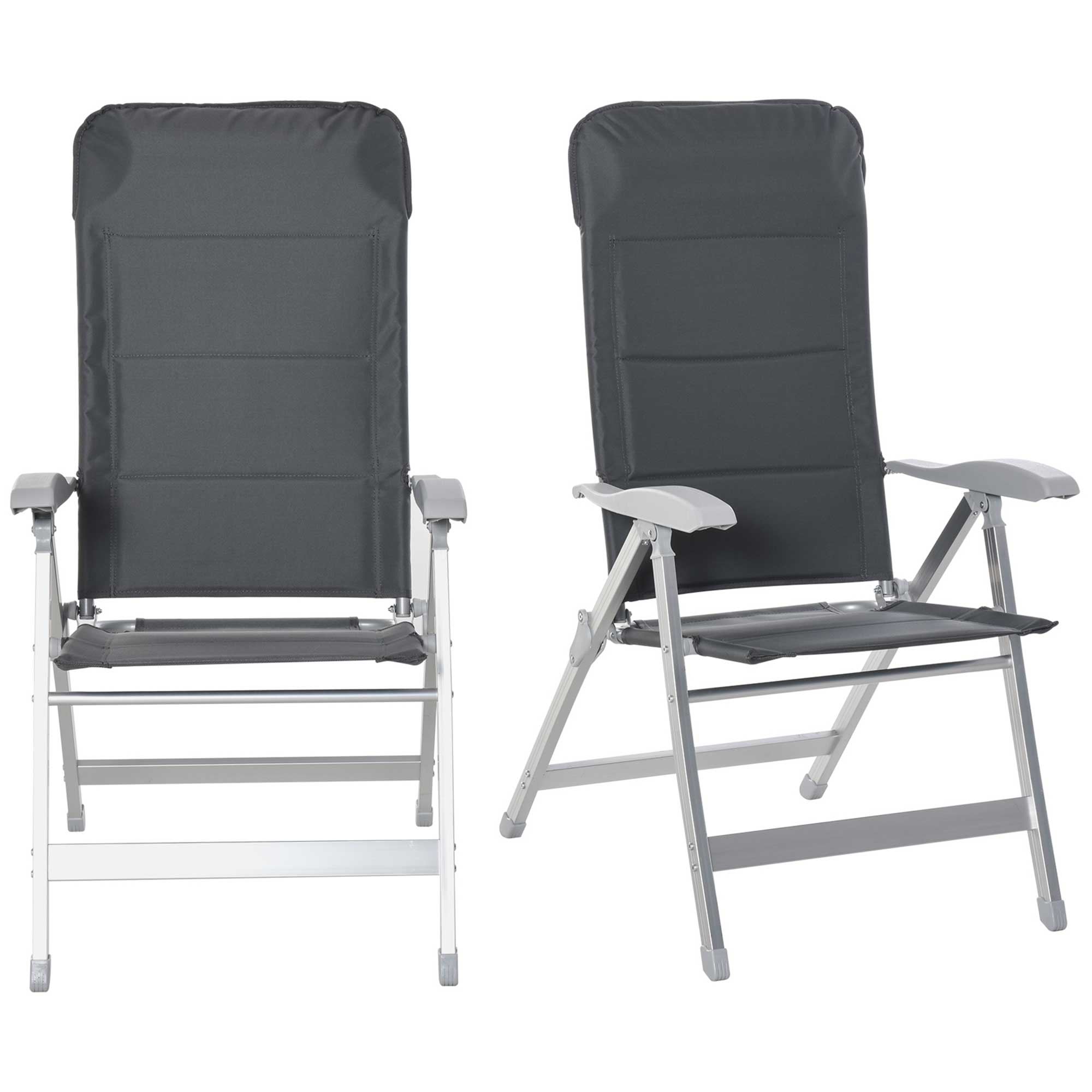 Outsunny Set aus 2 klappbaren Gartenstühlen, Liegestühlen für draußen mit hoch verstellbarer Rückenlehne in mehreren Positionen und Armlehnen