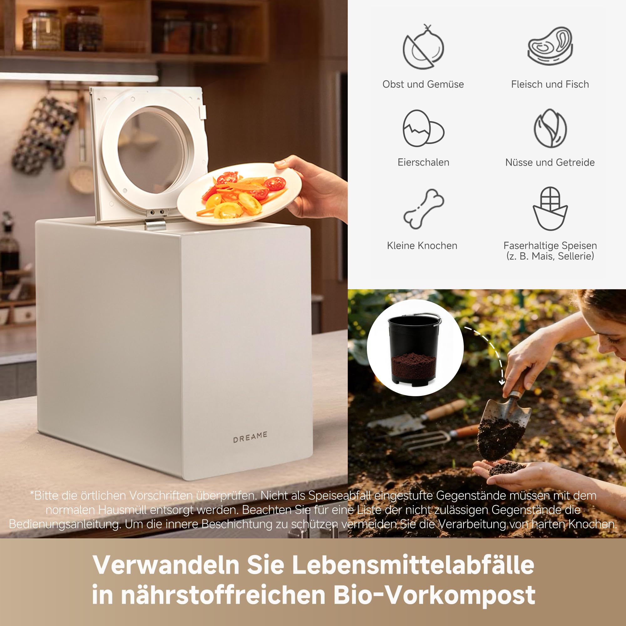 Küchenabfallzerkleinerer SF25 mit App-Steuerung, 2,5 L, 27 dB(A), Selbstreinigung und Aktivkohlefilter