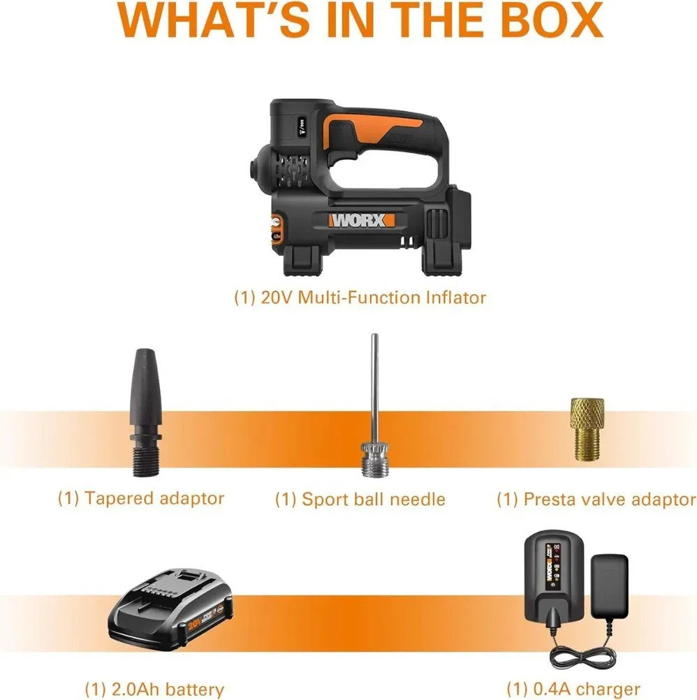 20V MAX Cordless Multi-Function Air Pump Inflator (1 x 2.0aH Battery and 1 x Charger Included) - Black
